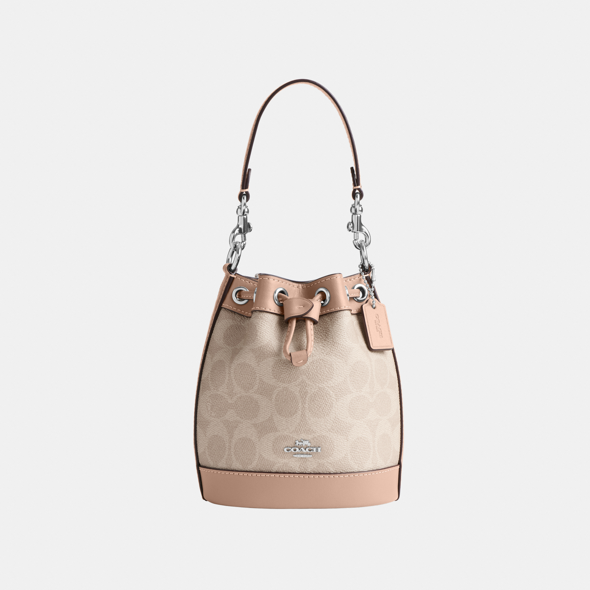 Coach Womens Mini Bucket Bag in Signature Canvas - Beige material_Plastic - One Size