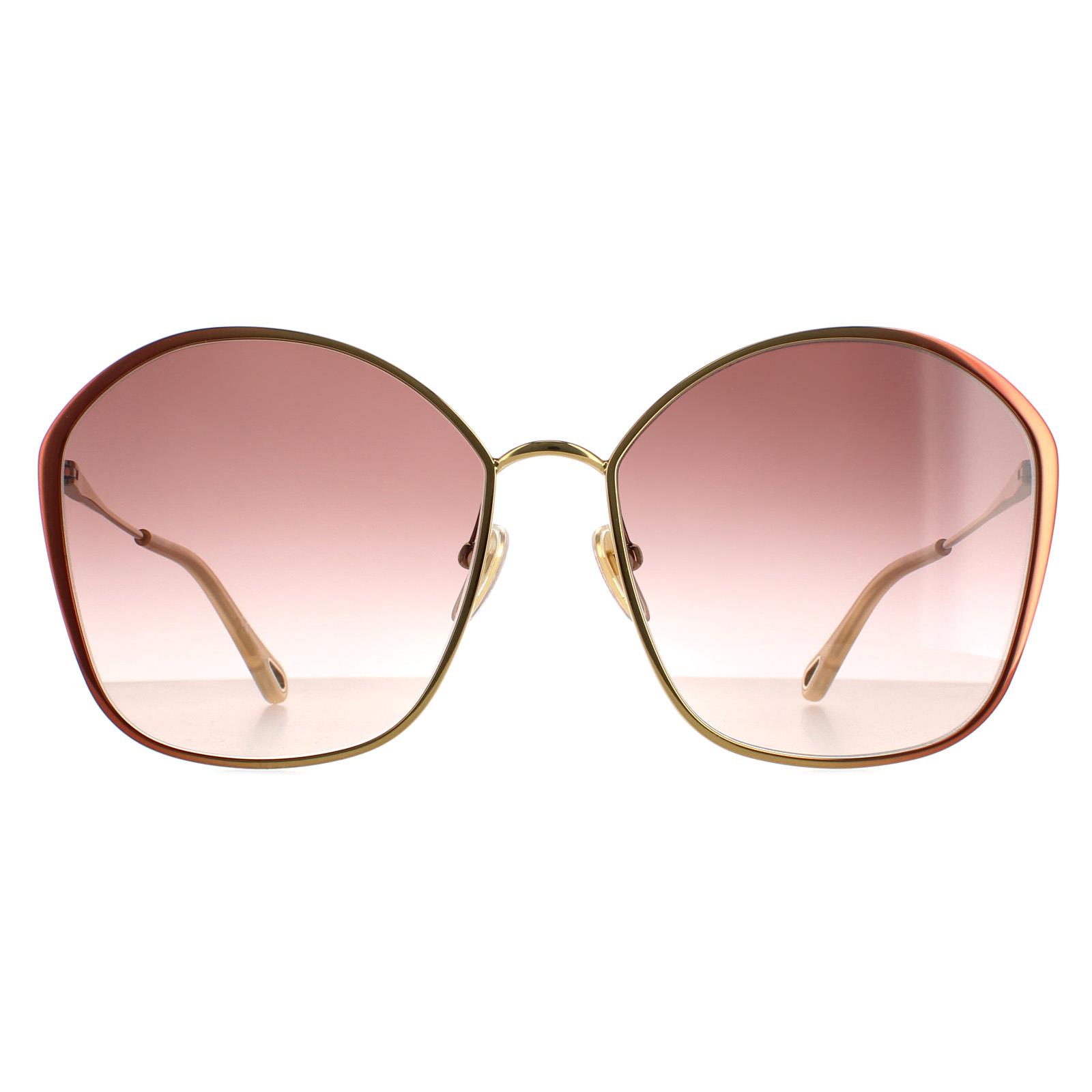 Chloé Chloe Square Womens Dark Brown Gold Gradient CH0015S Metal - One Size