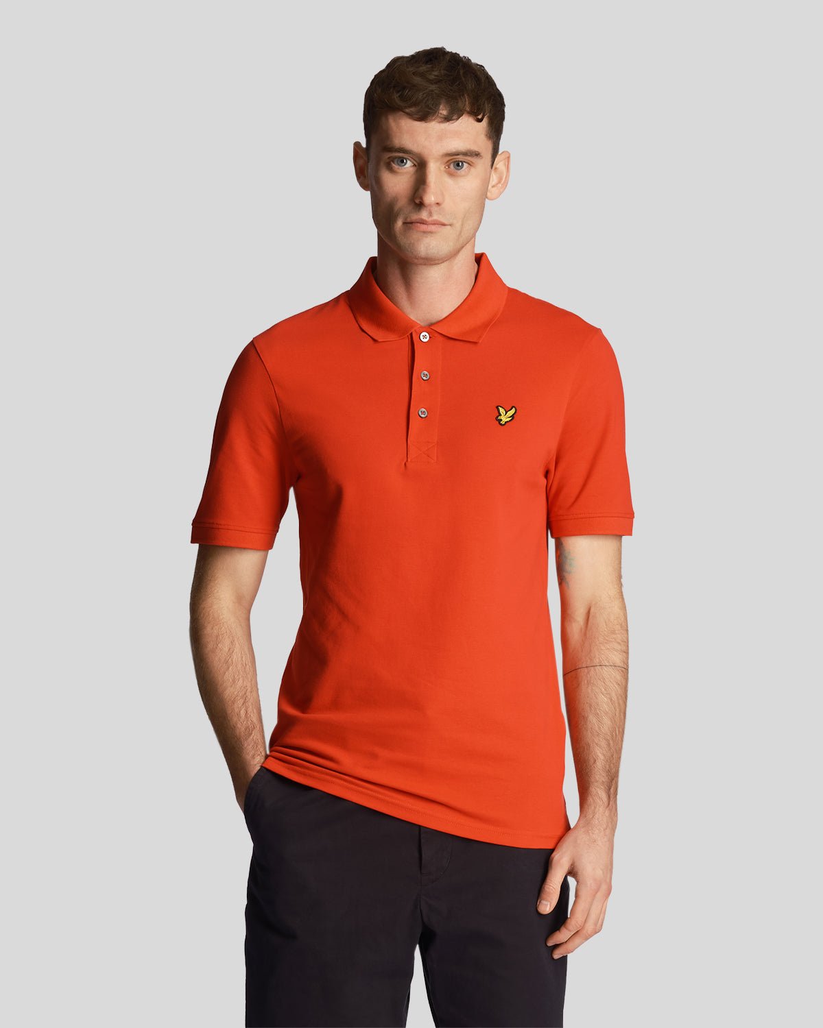 Lyle & Scott Mens Plain Polo Shirt in Red material_cotton - Size Small