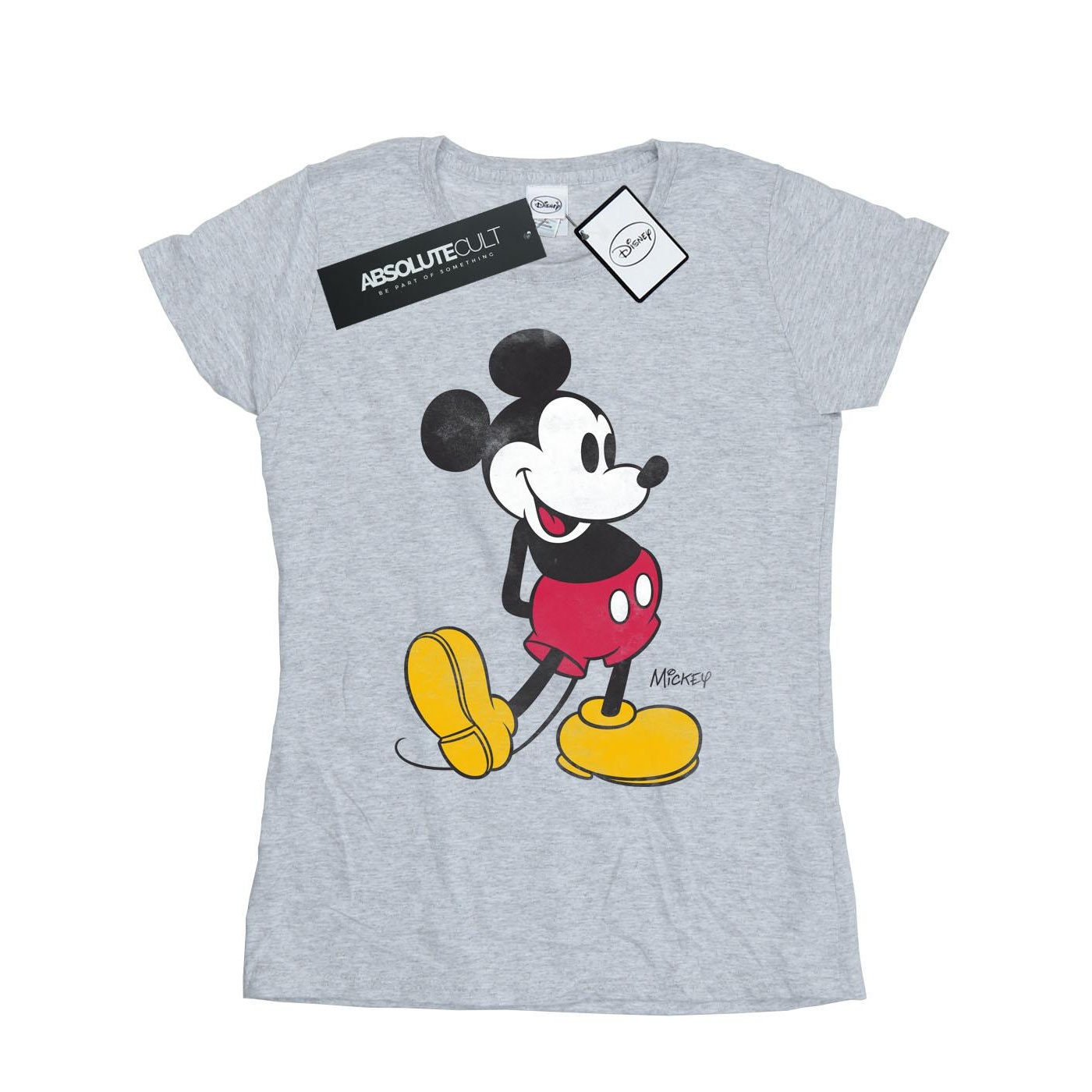 Disney Womens/Ladies Mickey Mouse Classic Kick Cotton T-Shirt (Heather Grey) - Size X-Large