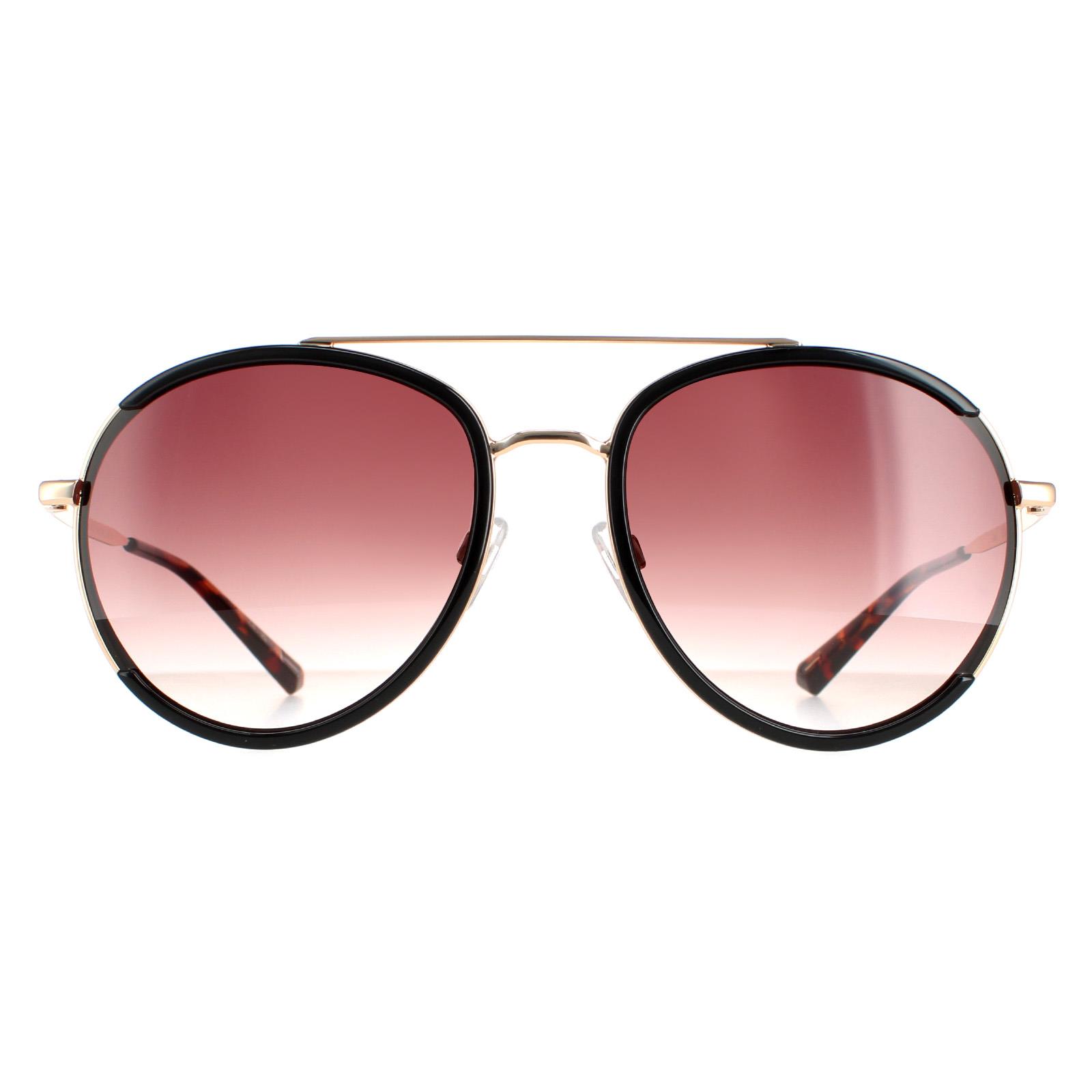 Ted Baker Aviator Womens Black Gold Brown Gradient TB1638 Gaia Metal (archived) - One Size