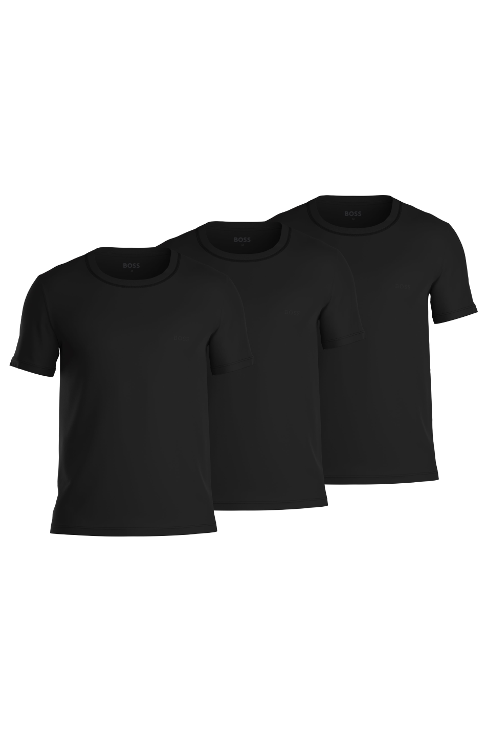 Boss Mens Bodywear 3 Pack Crew Neck T-Shirts - Black Cotton - Size X-Large