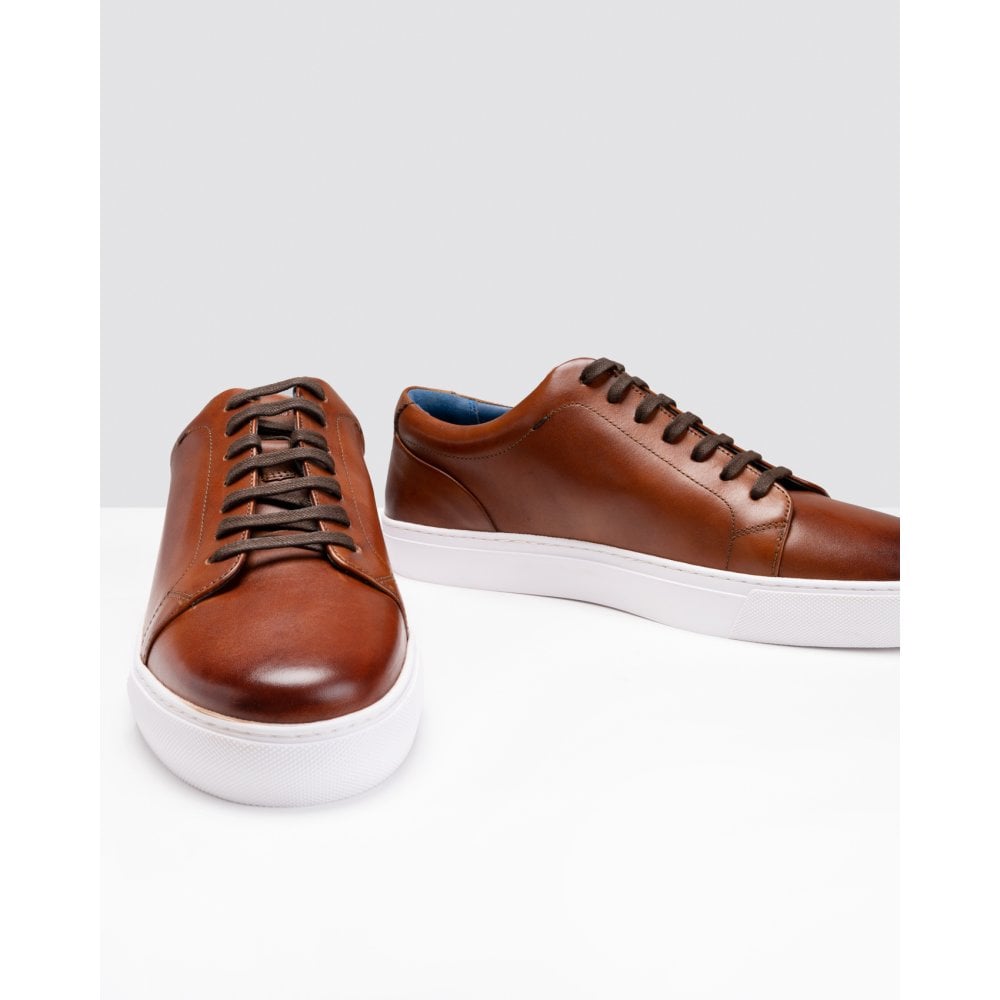 Oliver Sweeney Hayle Antiqued Calf Leather Mens Trainers - Brown - Size UK 9