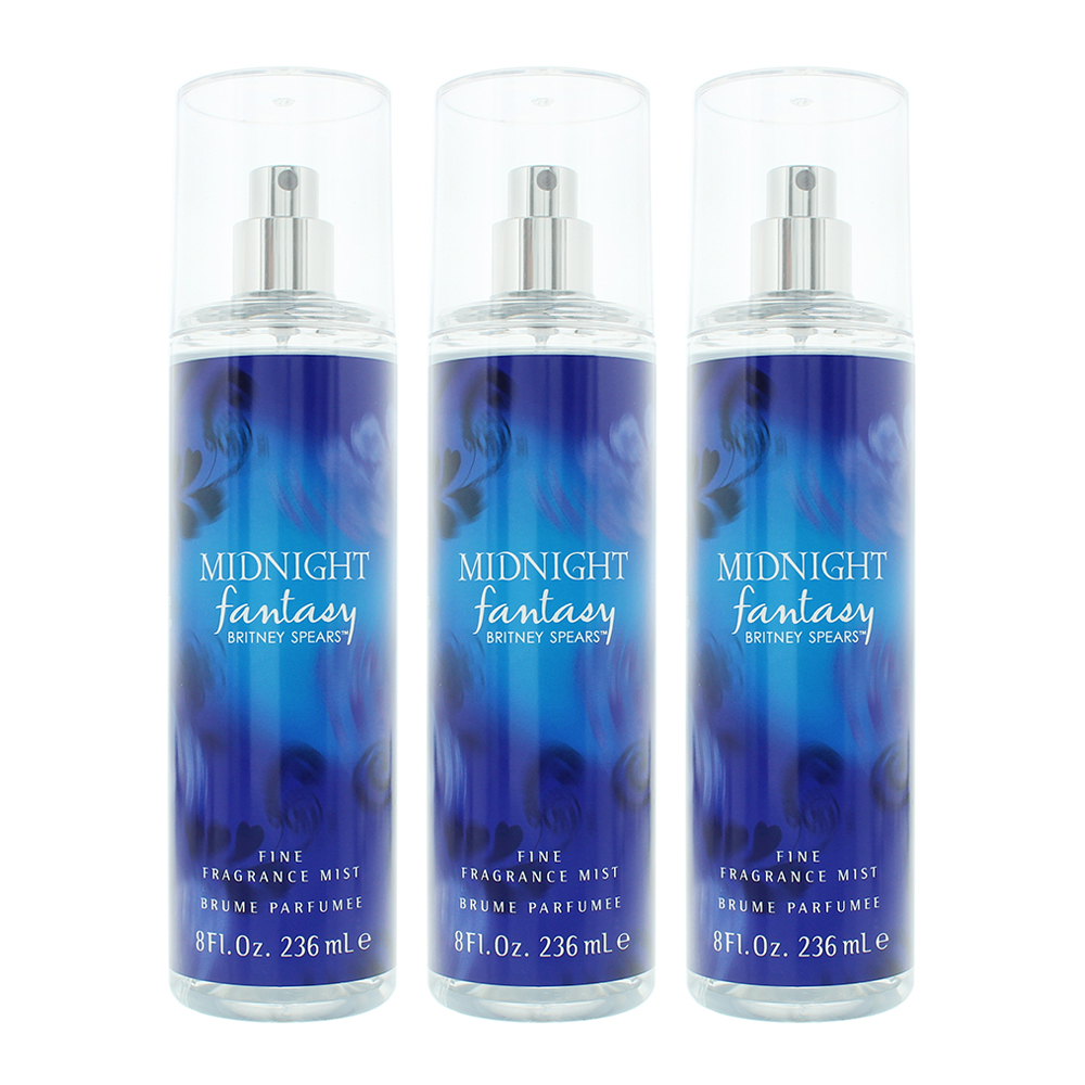 Britney Spears Womens Midnight Fantasy Fine Fragrance Mist 236ml For Her Women x 3 - NA - One Size