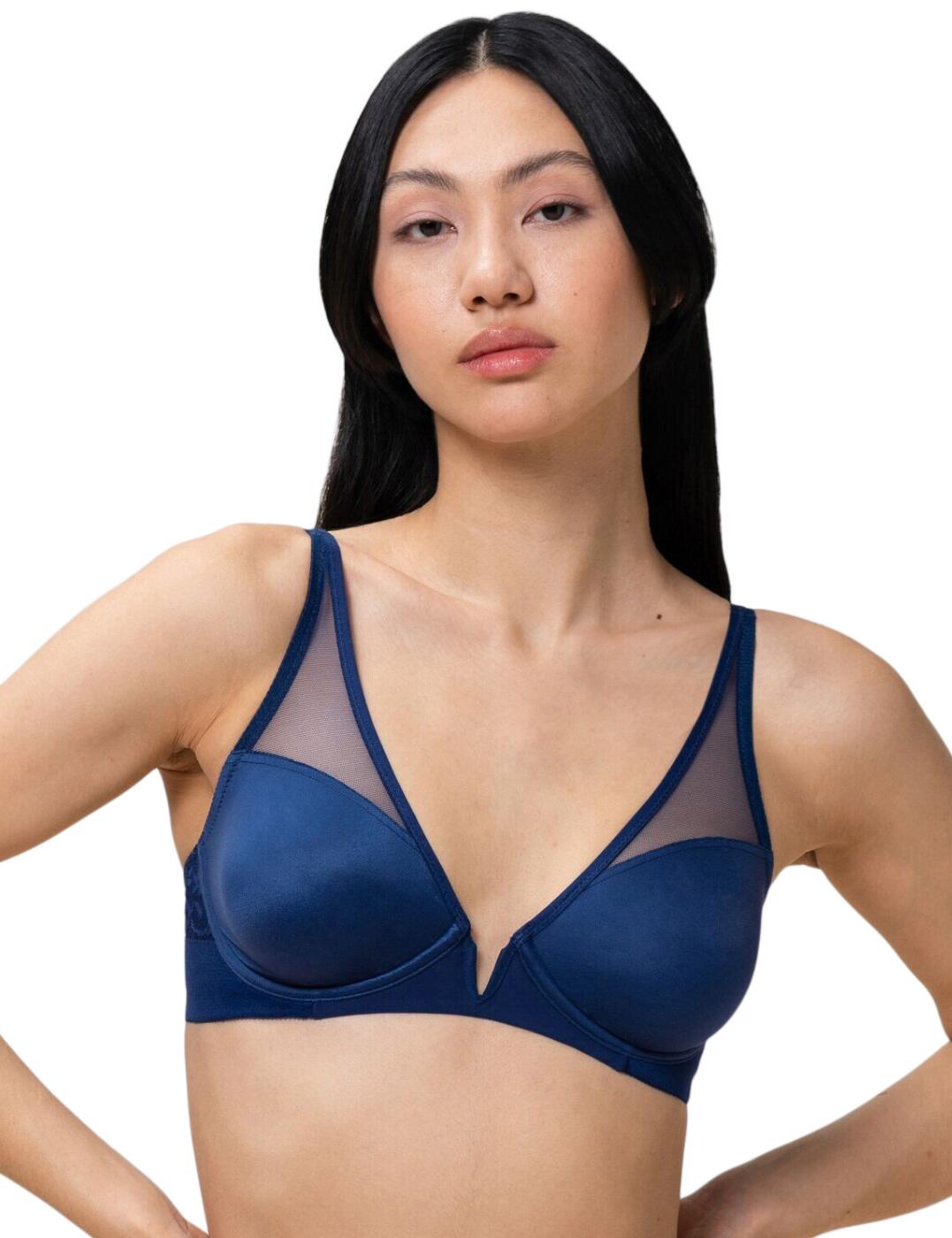 Triumph Womens 10210645 Vivid Spotlight Plunge Bra - Blue - Size 34D