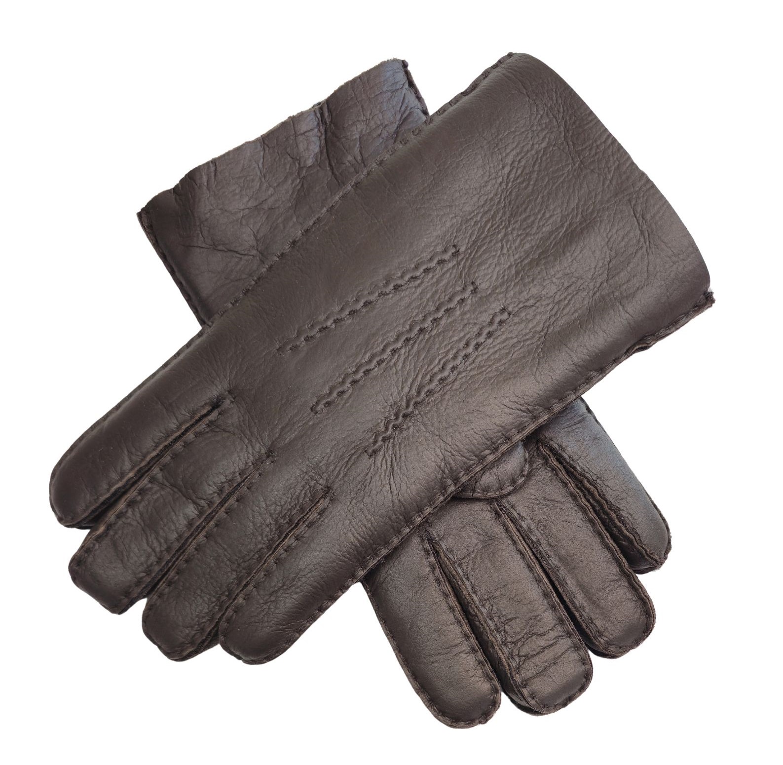 Infinity Leather Mens Brown Luxury Sheepskin Gloves - Size Small