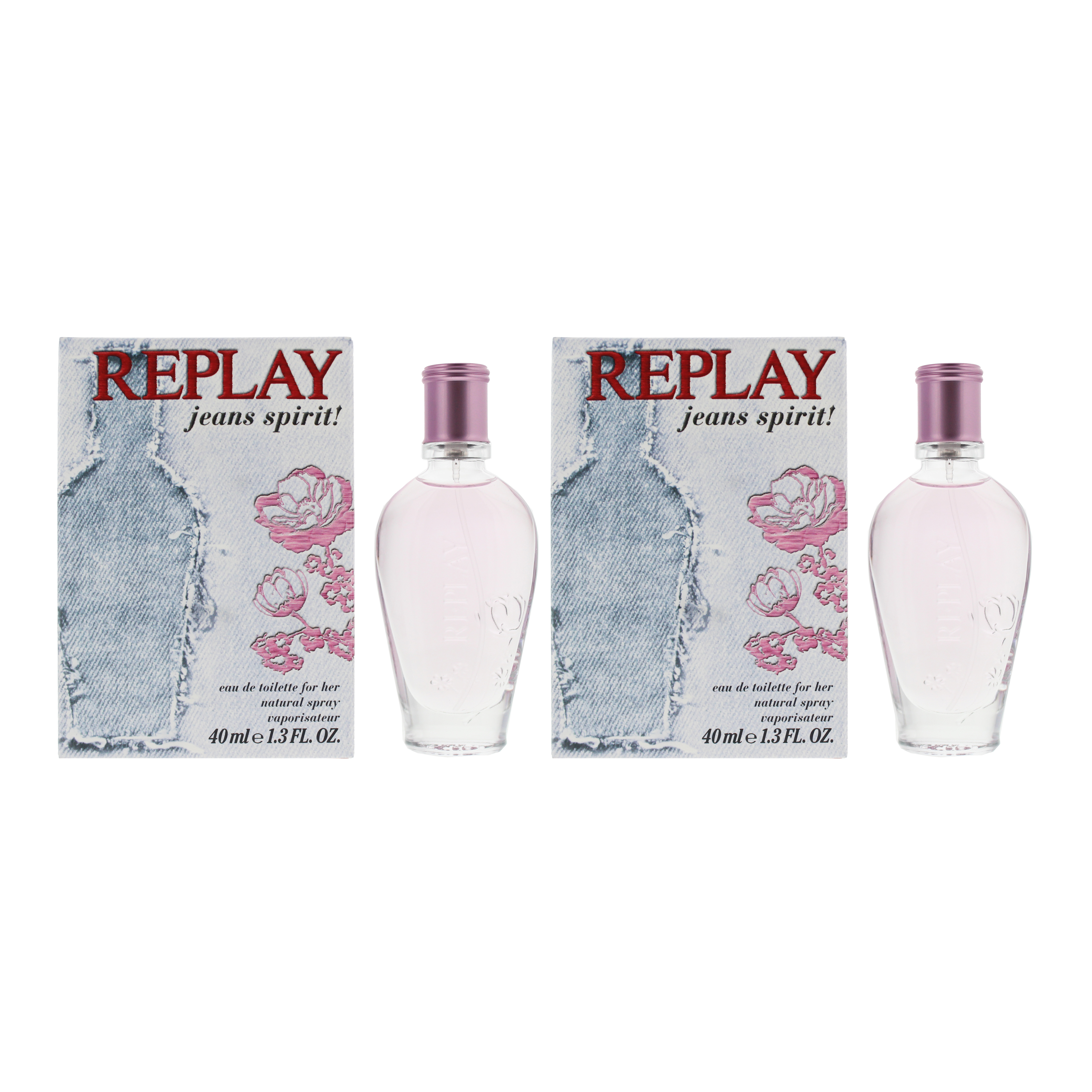 Replay Womens Jeans Spirit For Her Eau De Toilette 40ml x 2 - One Size