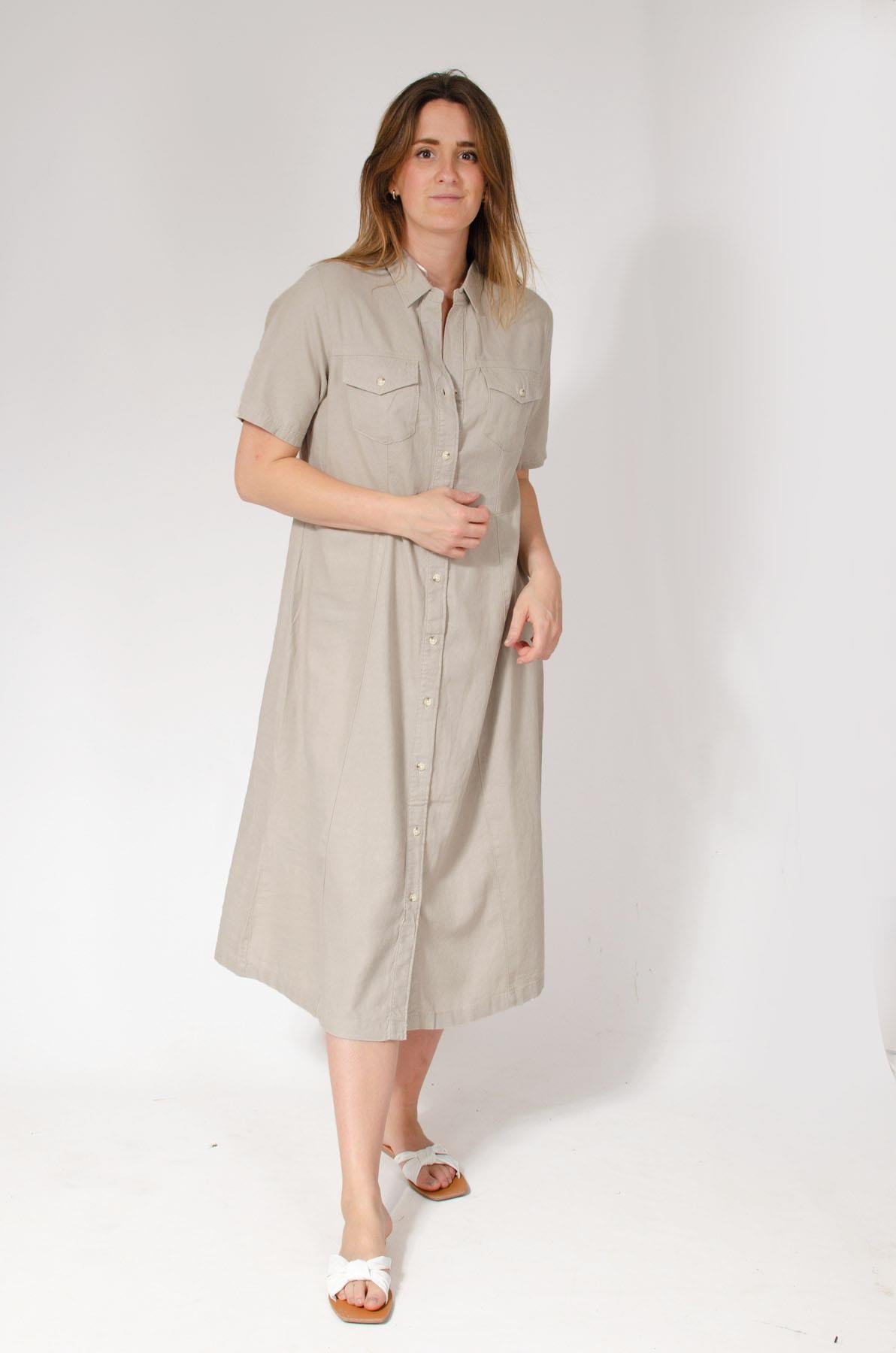 Secret Label Womens Linen Blend Button Down Shirt Dress - Beige - Size 18 UK