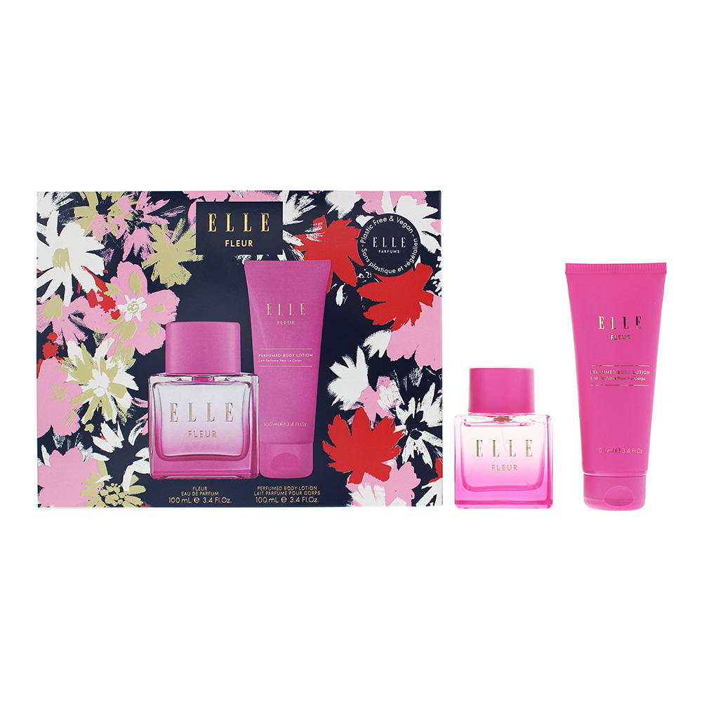 Elle Womens Fleur Eau De Parfum 100ml + Body Lotion Gift Set For Her - Apple - One Size