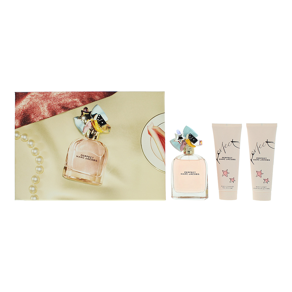 Marc Jacobs Womens Perfect Eau de Parfum 100ml, Body Lotion 75ml + Shower Gel Gift Set - One Size