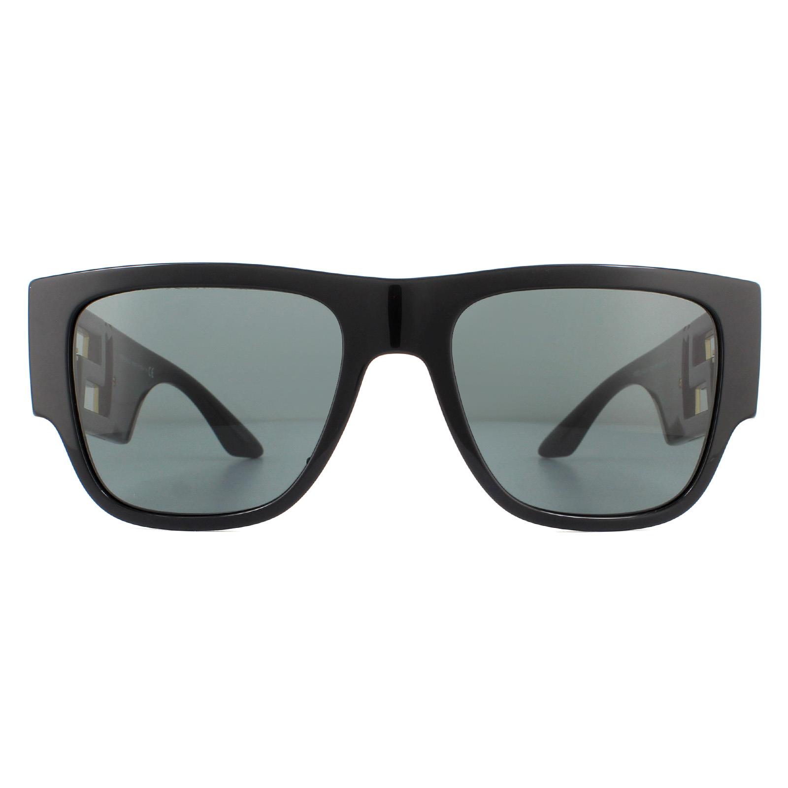 Versace Rectangle Mens Black Dark Grey Sunglasses - One Size