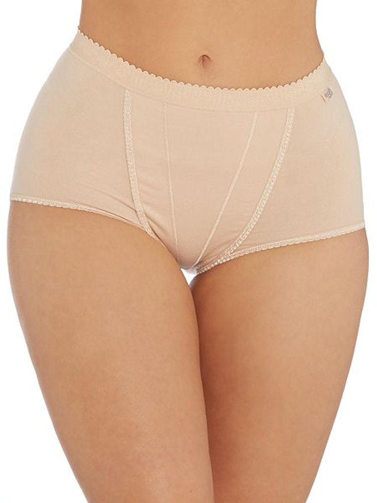 Sloggi Womens Control Maxi 2 Pack Briefs - Beige Fabric - Size Medium