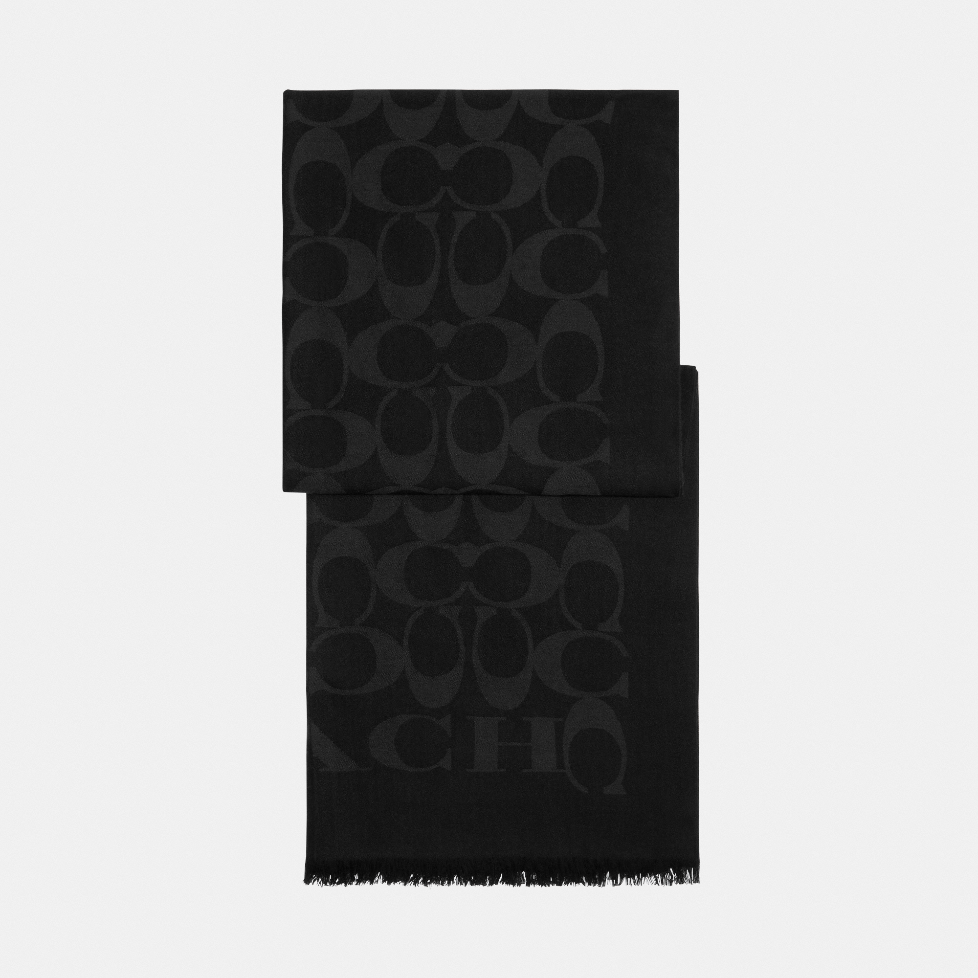 Coach Womens Signature C Wrap Scarf - Black - One Size