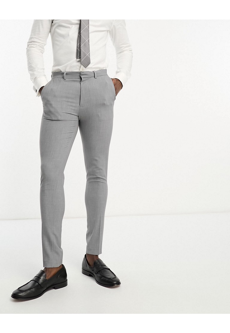 ASOS DESIGN Mens super skinny suit trousers in grey - Size 33W/34L