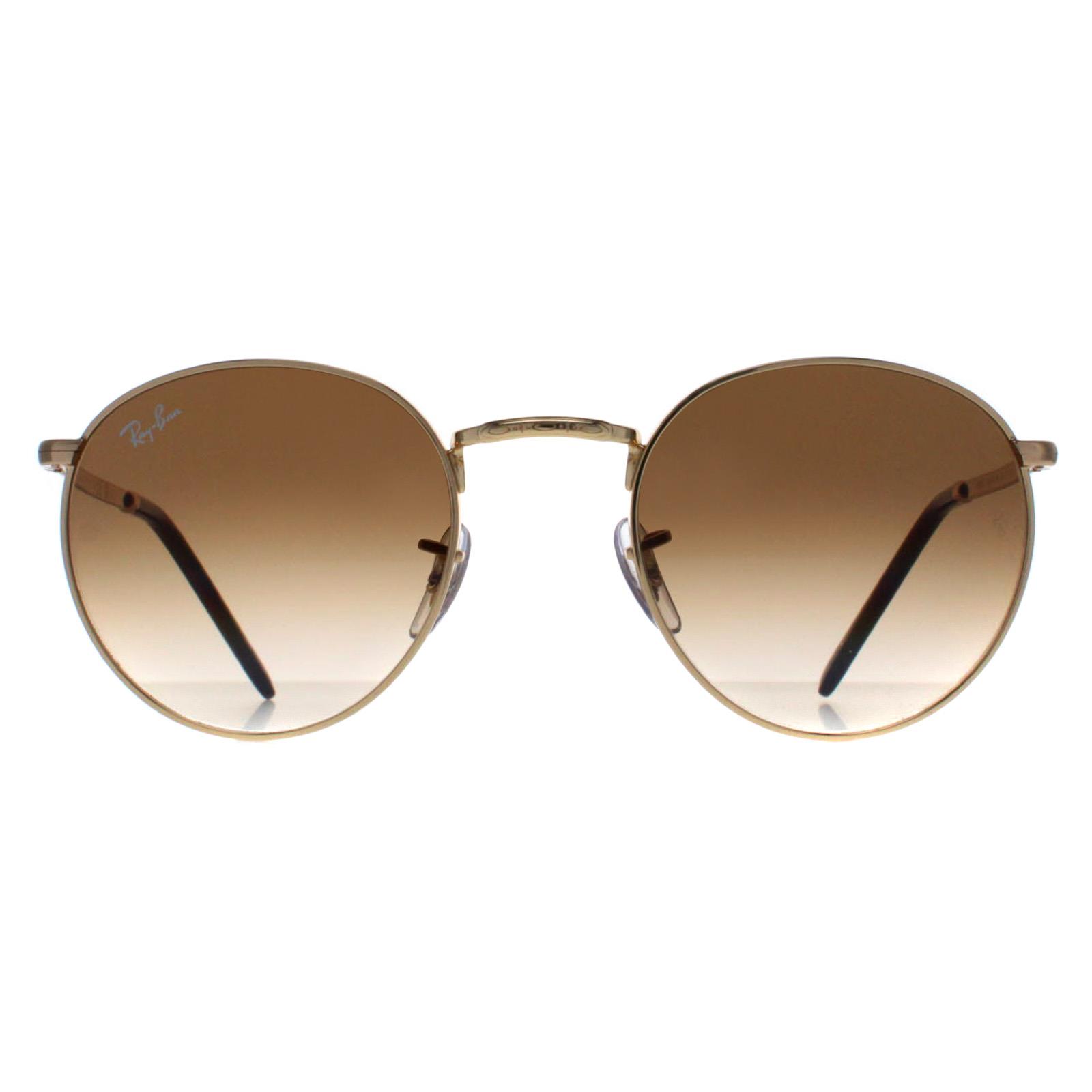 Ray-Ban Round Unisex Gold Brown Gradient RB3637 New Metal - One Size