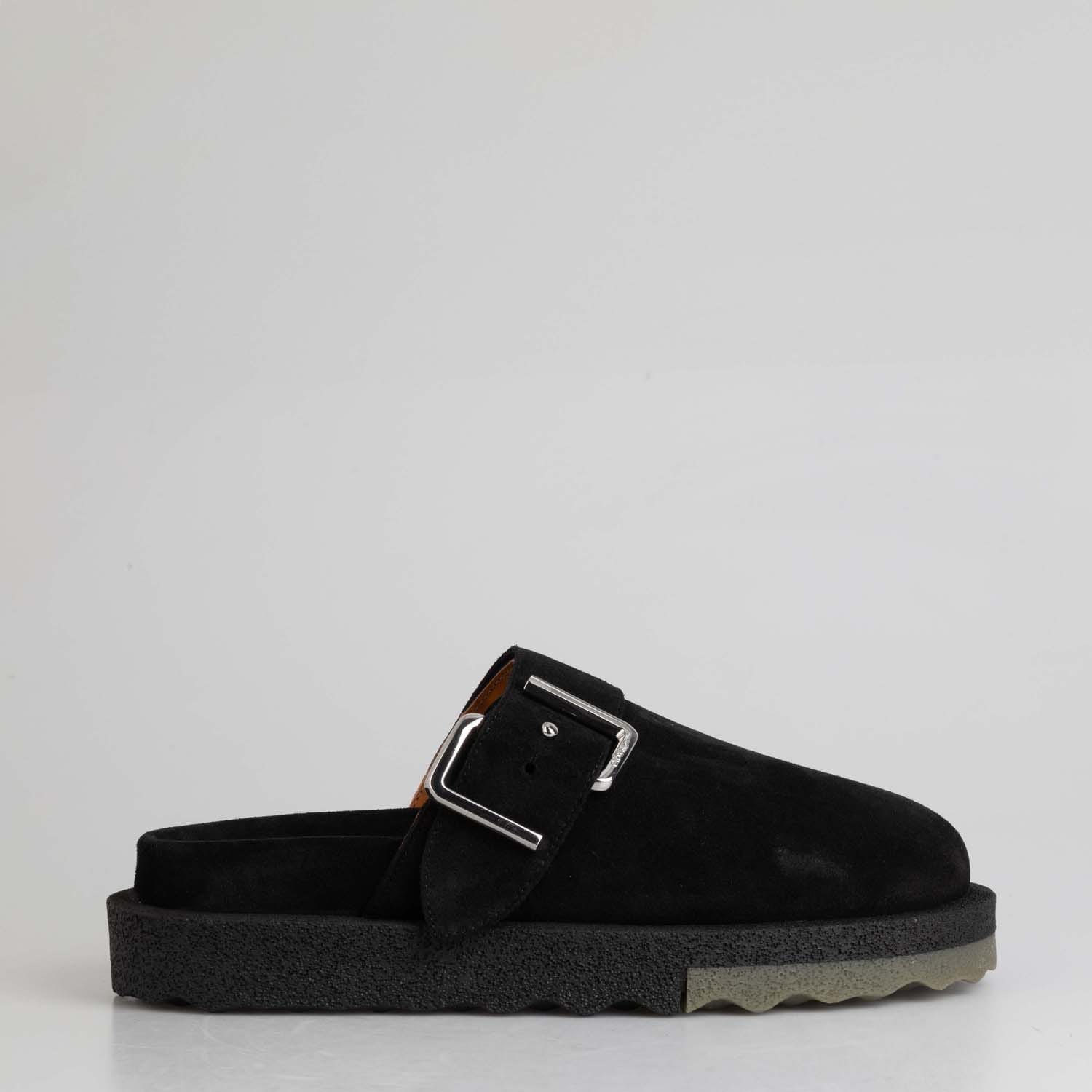 Off-White Mens Off White Suede Spongesole Clogs in black green - Size UK 7