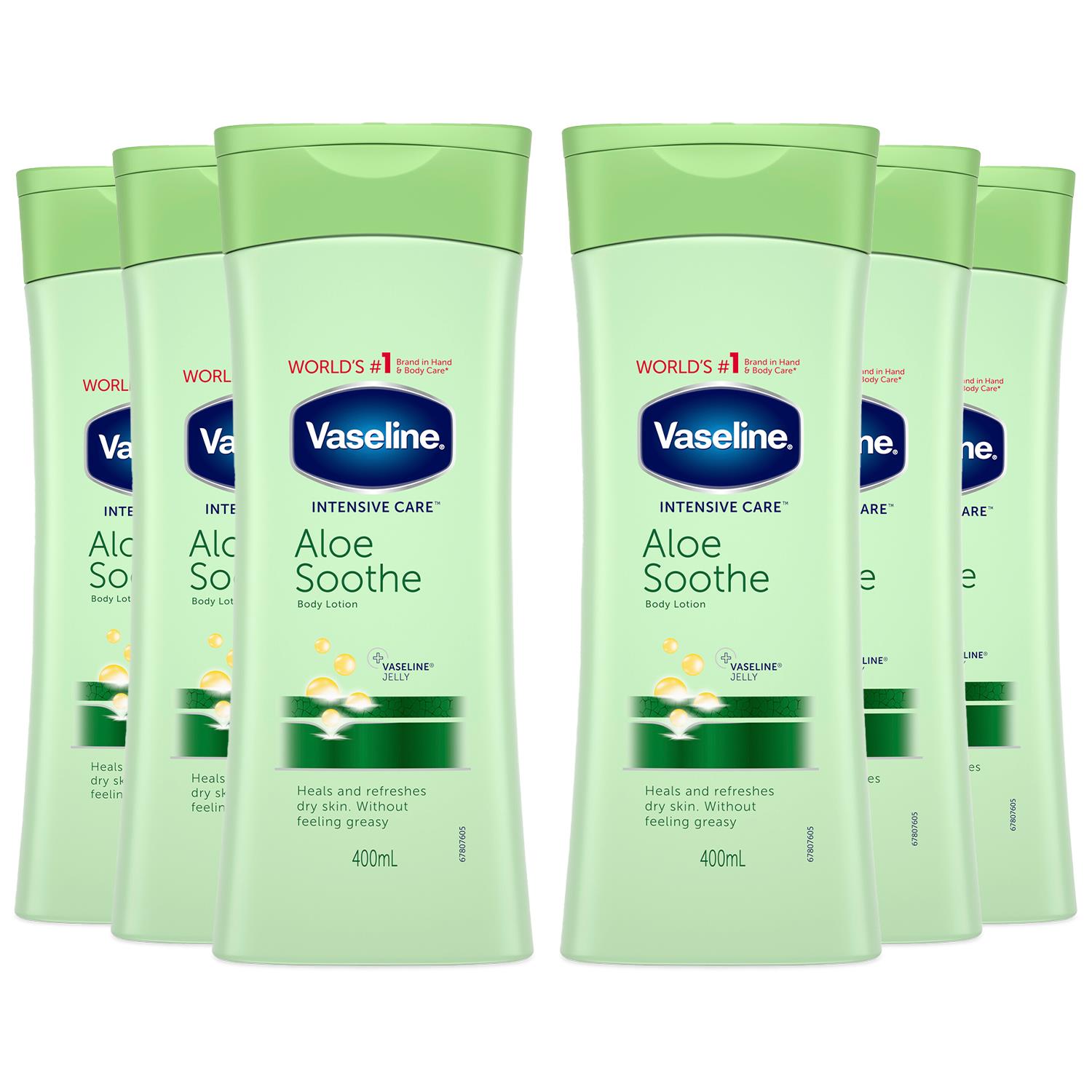 Vaseline Womens Intensive Care Body Lotion, Aloe Soothe, 400ml 6 Pack - NA - One Size