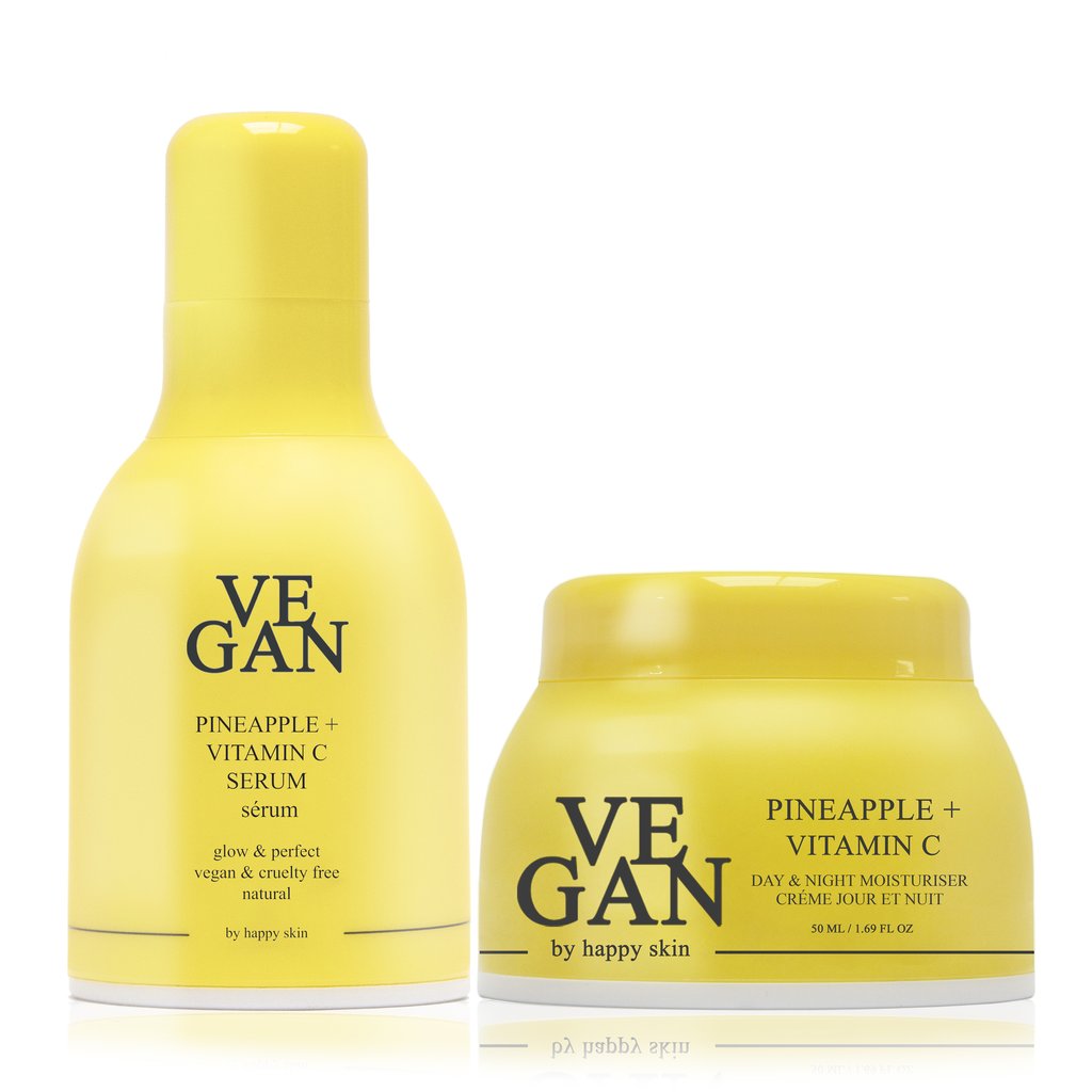 Vegan by Happy Skin Unisex PINEAPPLE + VITAMIN C cream 50ml + + C serum 30ml - One Size