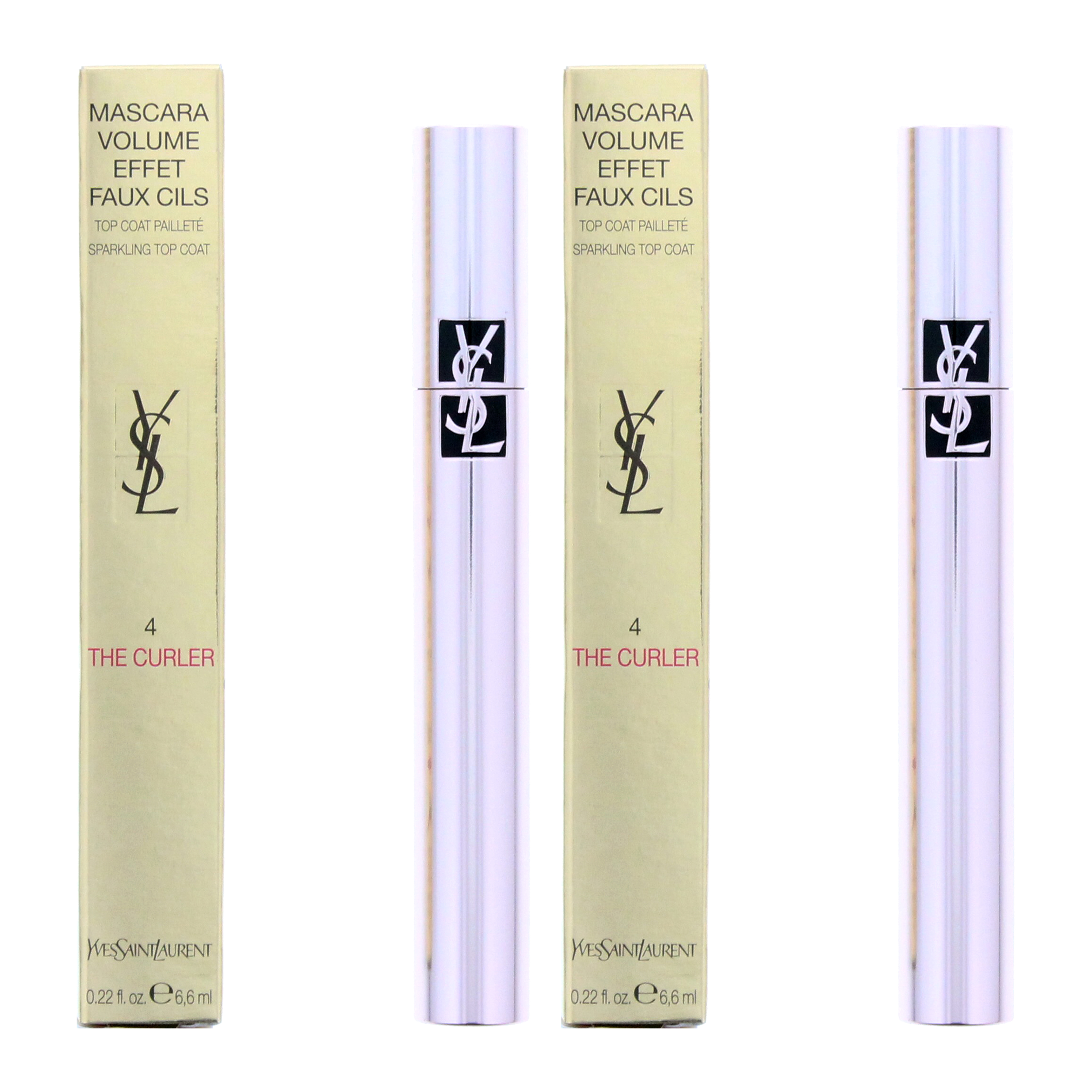 Yves Saint Laurent Womens The Curler Sparkling Top Coat Mascara 6.6ml - Silver x 2 - One Size