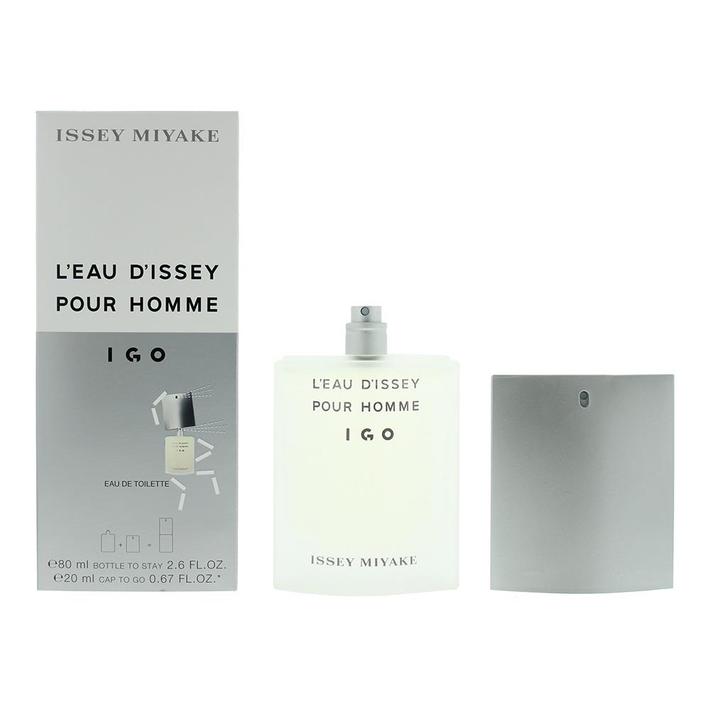 Issey Miyake Mens L'Eau d'Issey Pour Homme IGO EDT 80ml Bottle & 20ml Cap To Go - Blue - One Size