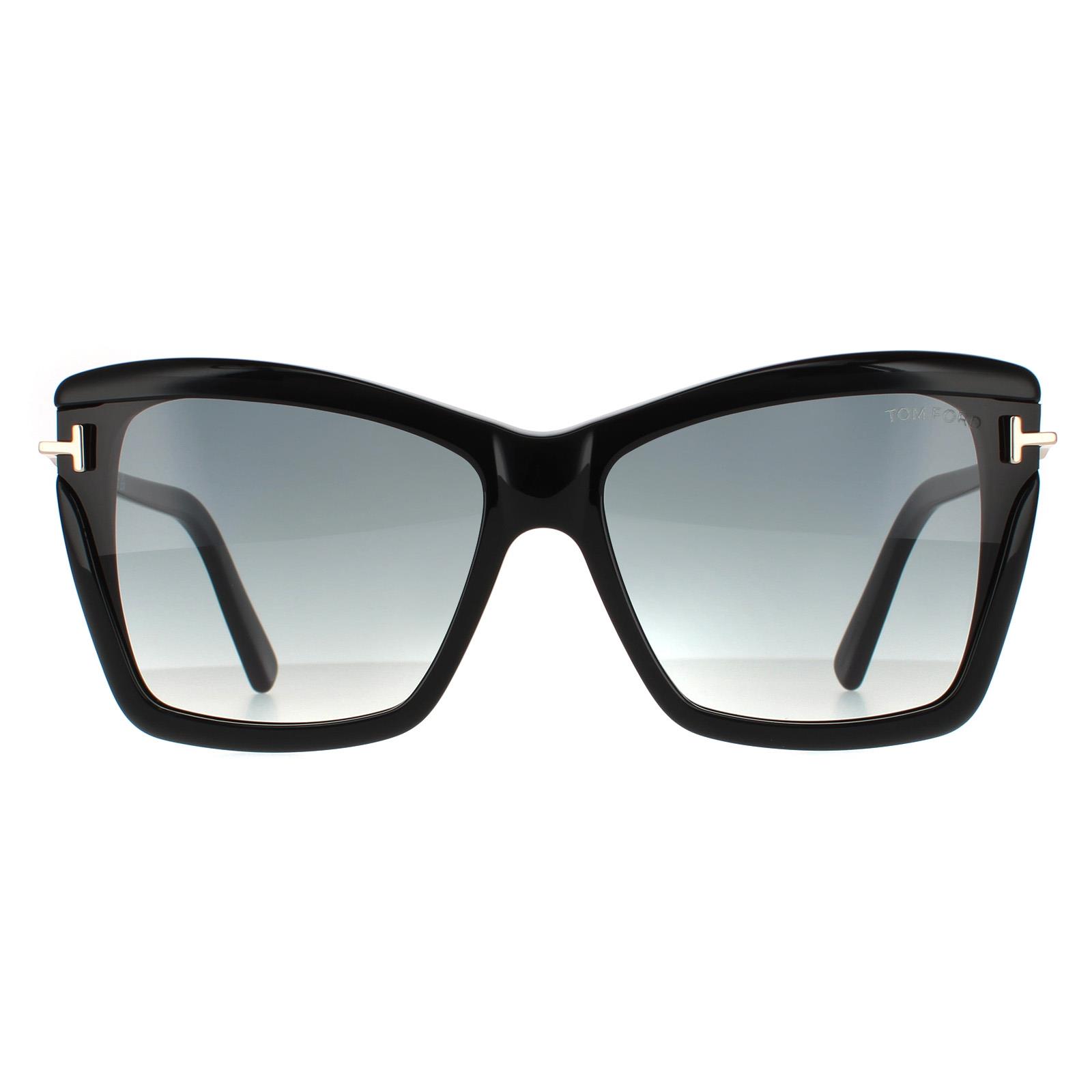 Tom Ford Butterfly Womens Shiny Black Smoke Gradient - One Size