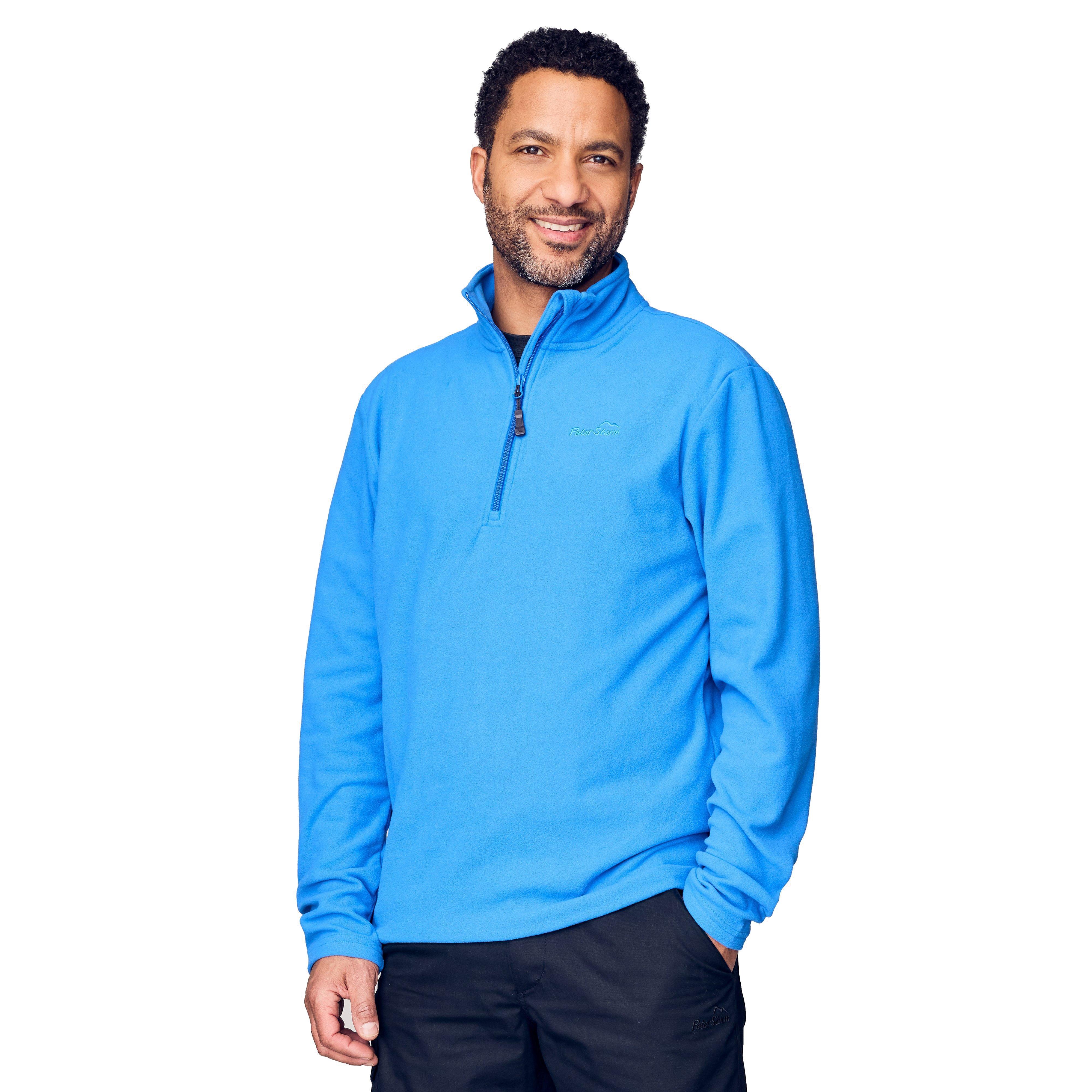 Peter Storm Mens Bracken Half Zip Recycled Fleece, Walking & Hiking Mid-layer - Blue - Size Small