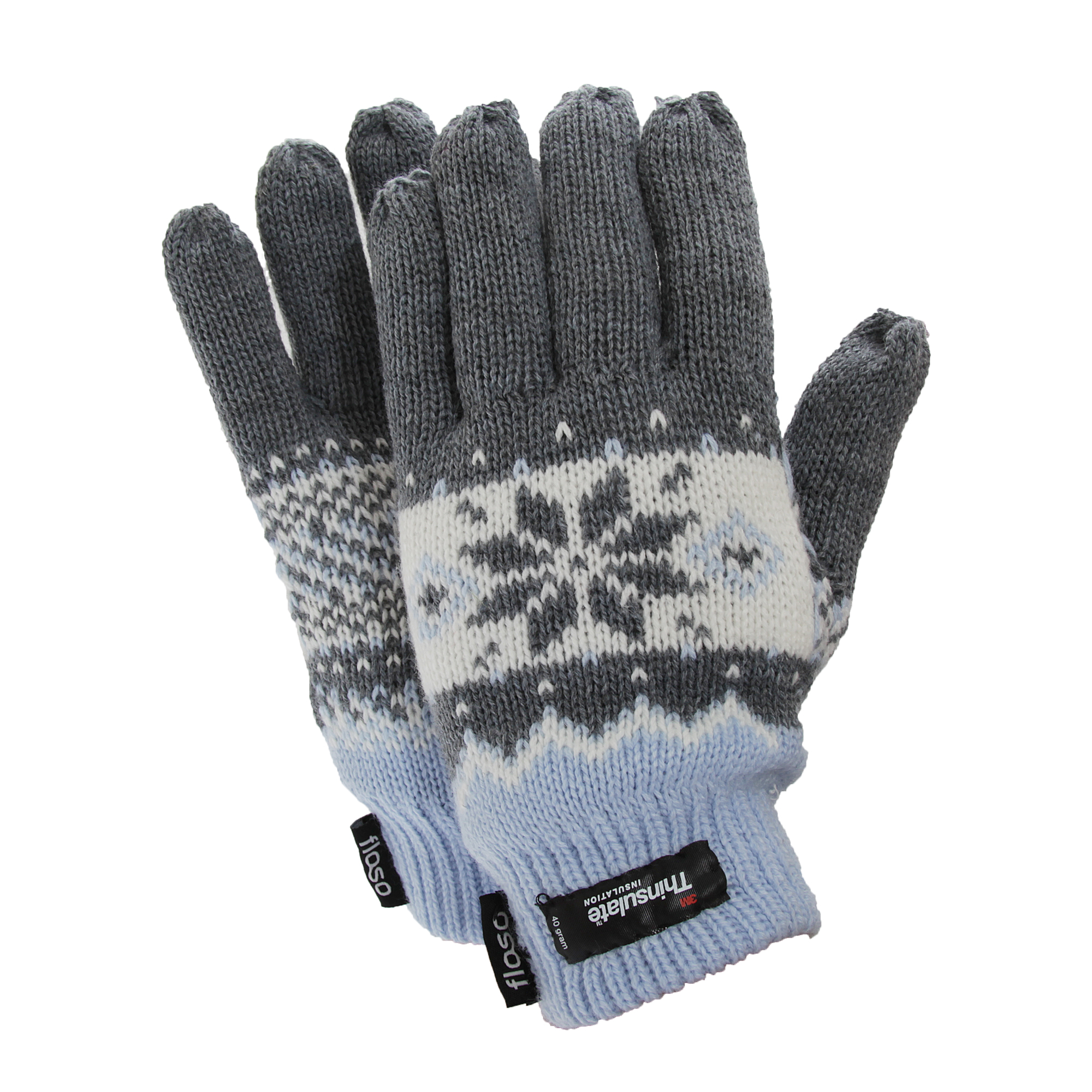 FLOSO Ladies/Womens Thinsulate Fairisle Thermal Gloves (3M 40g) (Blue) - One Size