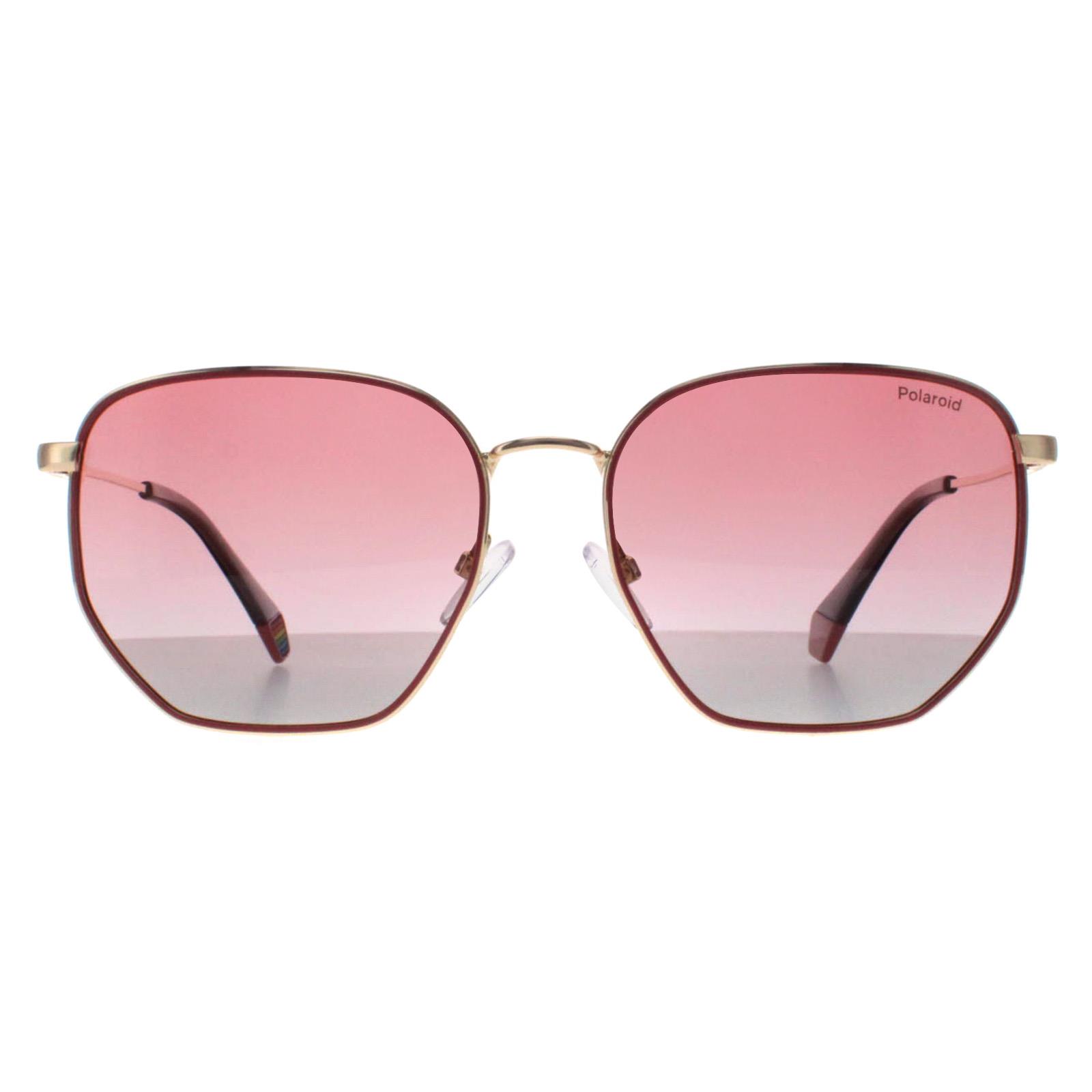 Polaroid Square Unisex Gold Pink Gradient Polarized PLD 6214/S/X Metal - One Size