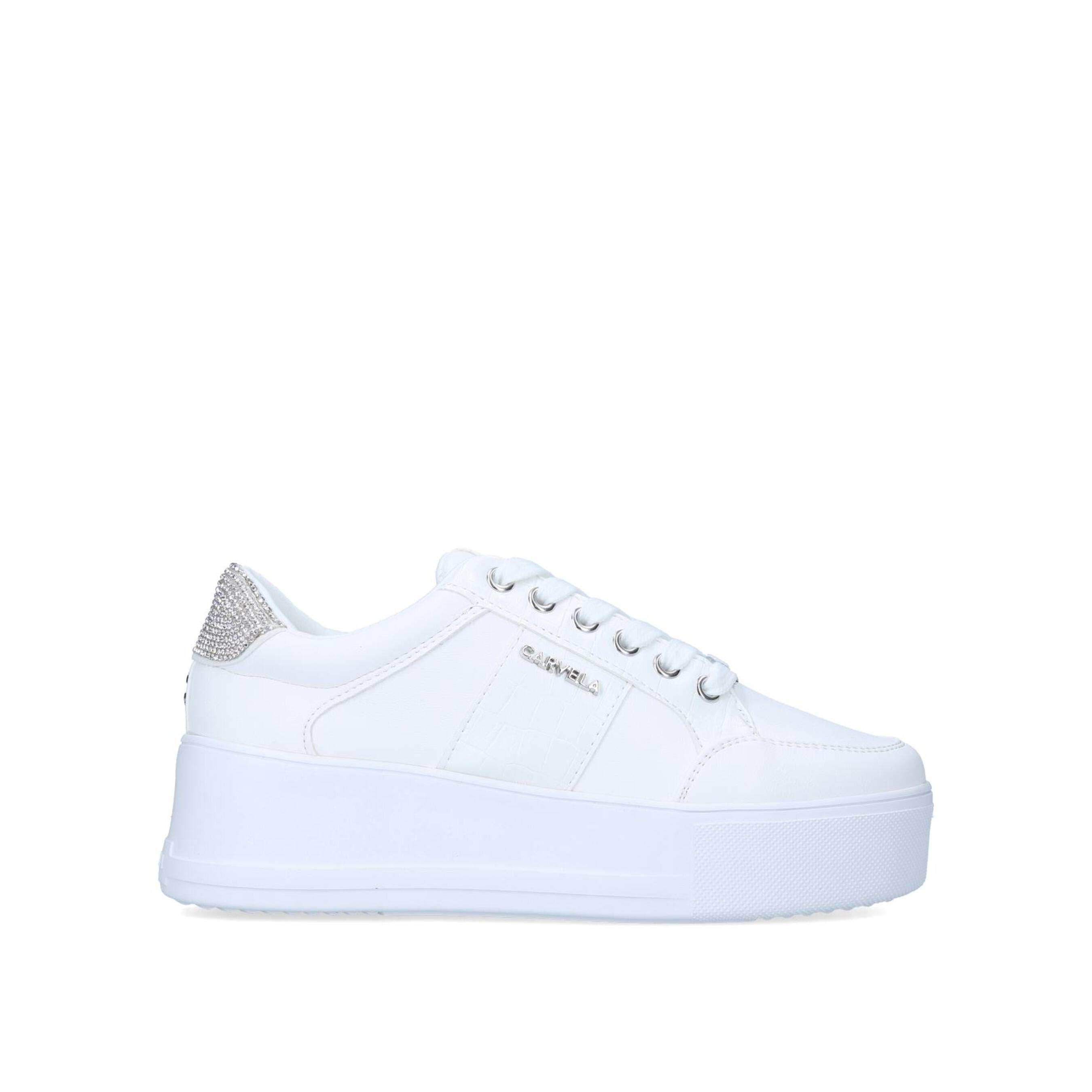 Carvela Womens Jive Lace Up Sneakers - White Fabric - Size UK 8