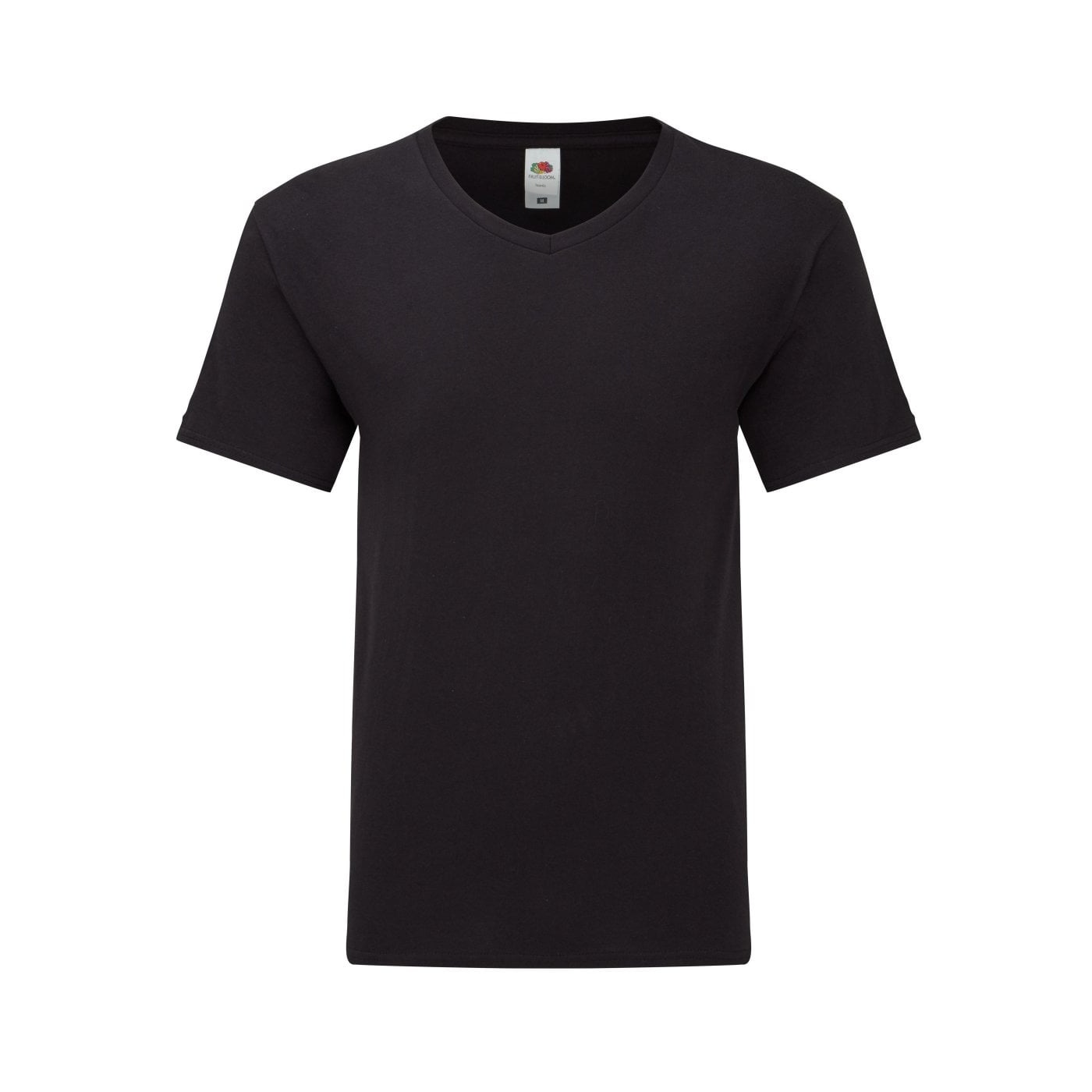 Fruit of the Loom Mens Iconic 150 V Neck T-Shirt (Black) Cotton - Size Small