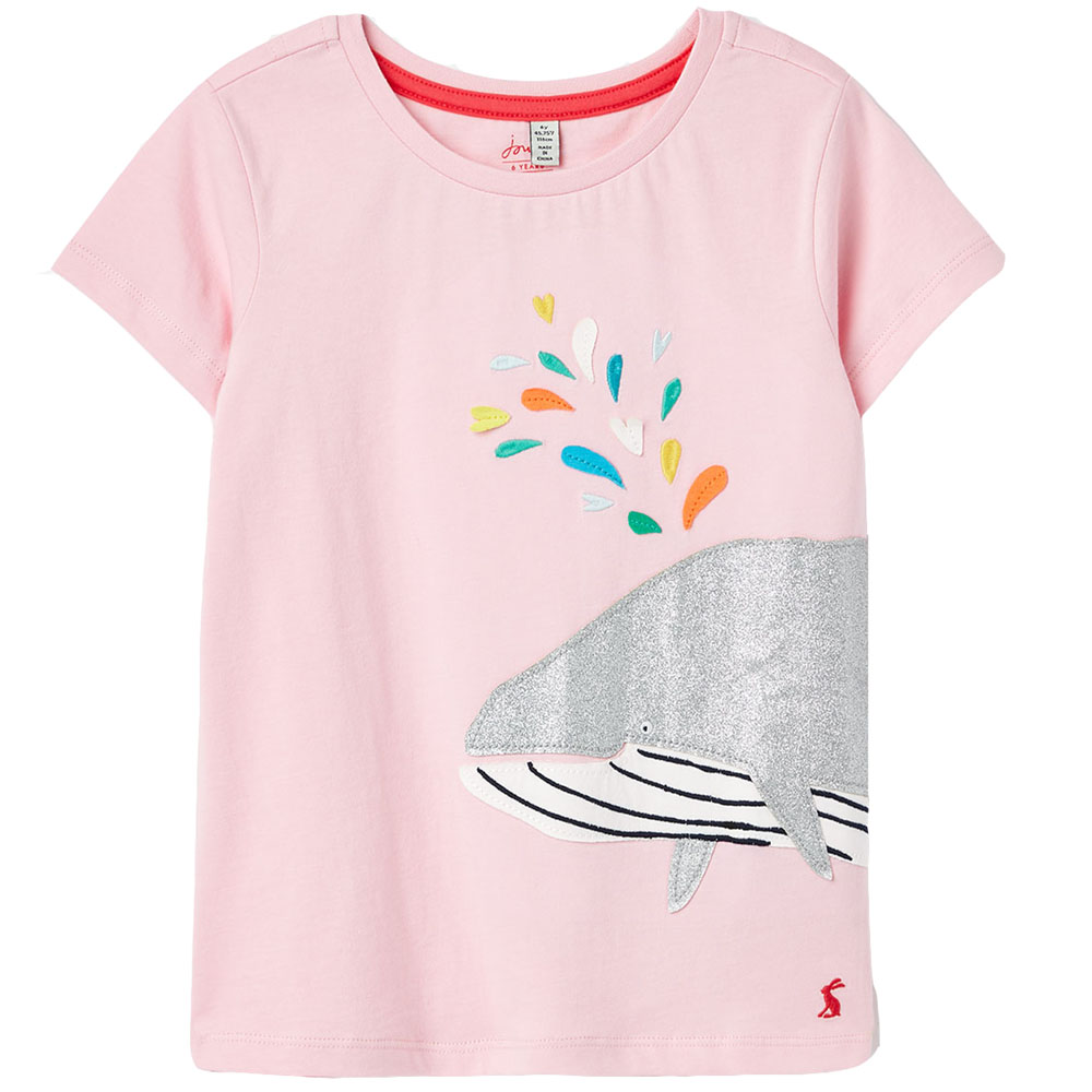 Joules Girls Astra Short Sleeve Crew Neck Artwork T Shirt - Pink Cotton - Size 5Y