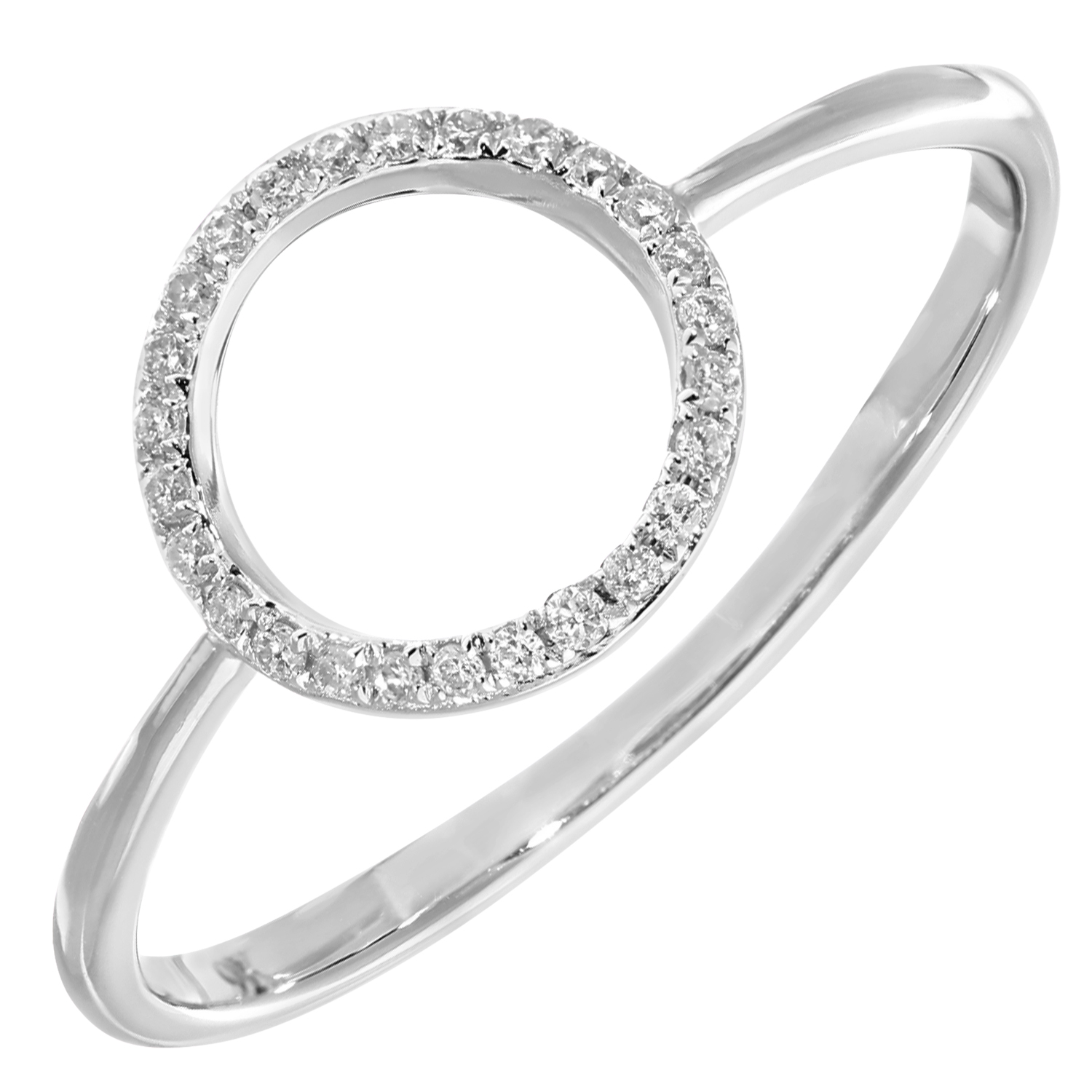 Diamant L'Eternel Womens 9ct White Gold 0.08ct Pave Set Diamond Open Loop Ring - Size J