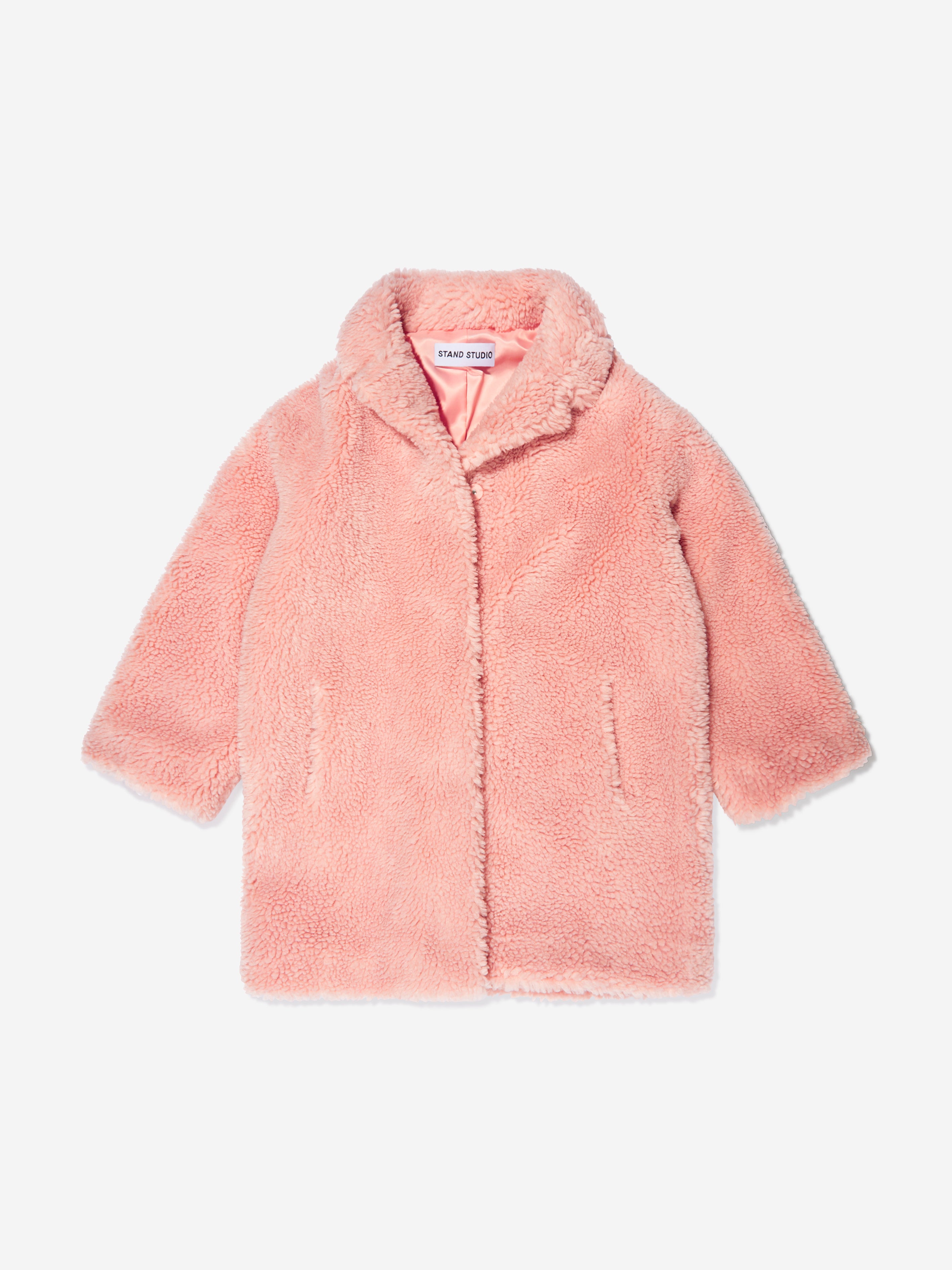 Stand Studio Girls Faux Fur Camille Cocoon Mini Coat - Pink - Size 12Y