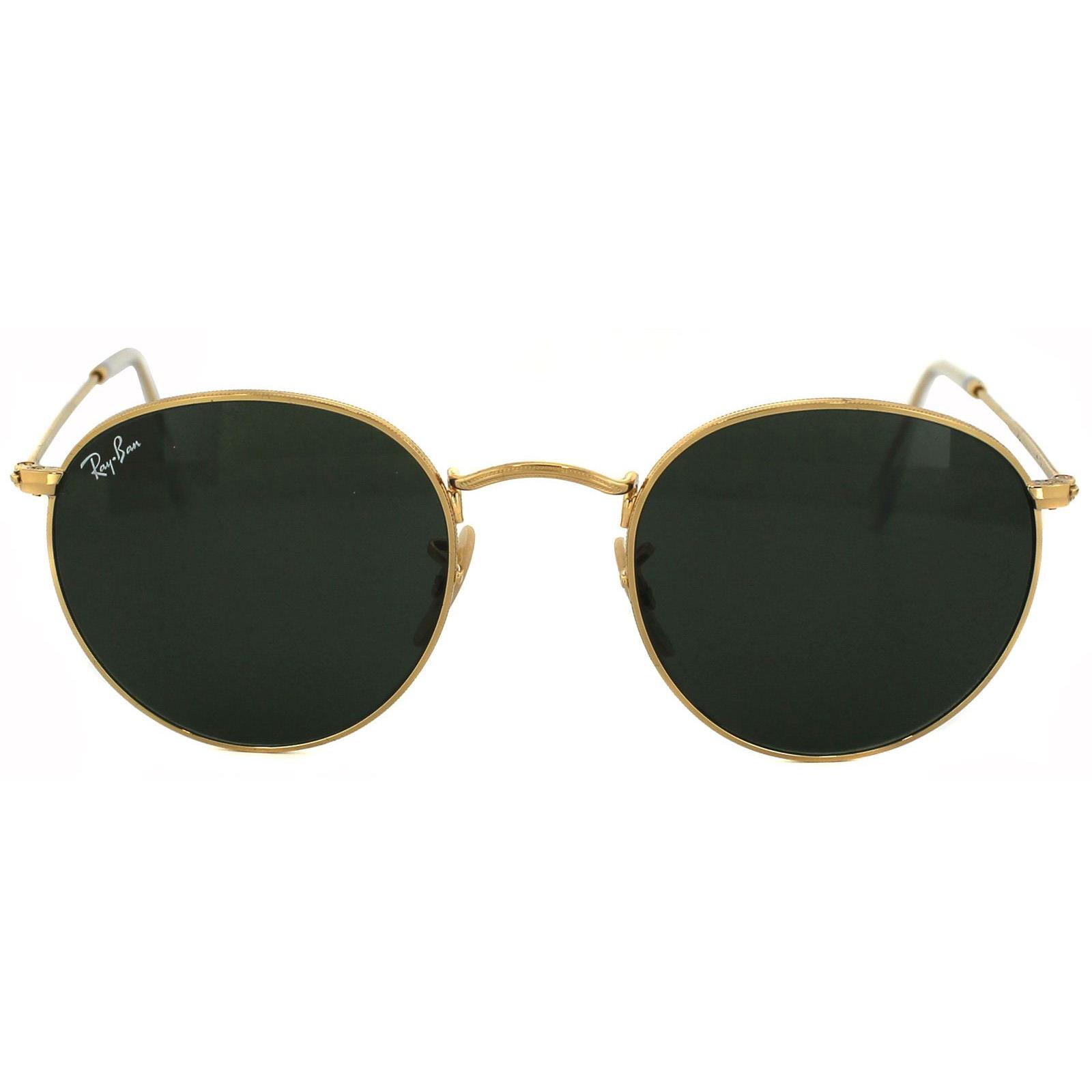 Ray-Ban Round Unisex Gold Green Sunglasses RB3447 Metal - One Size