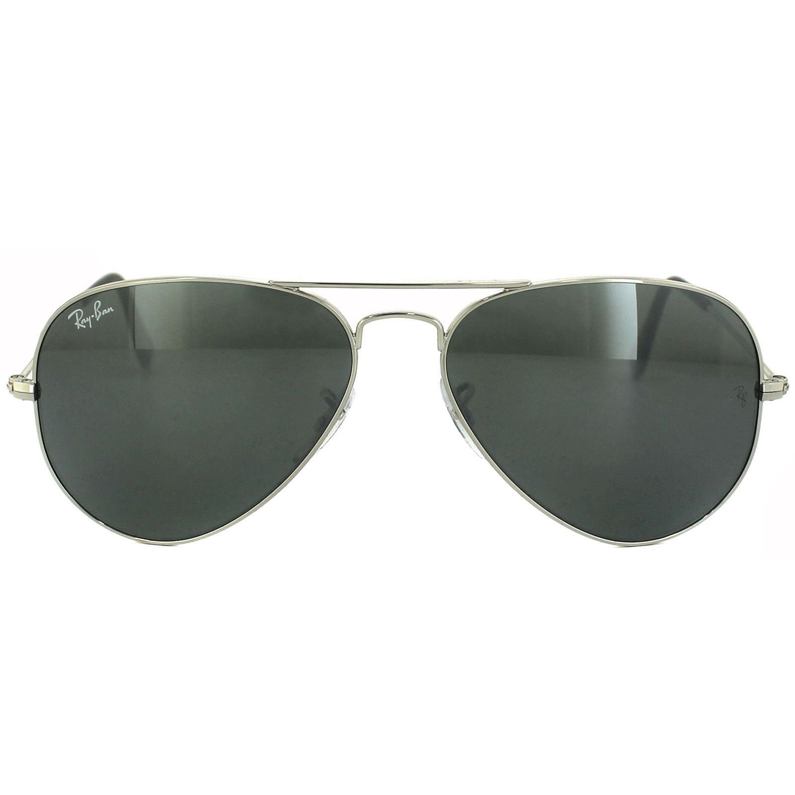 Ray-Ban Aviator Unisex Silver Grey Mirror Sunglasses Metal - One Size