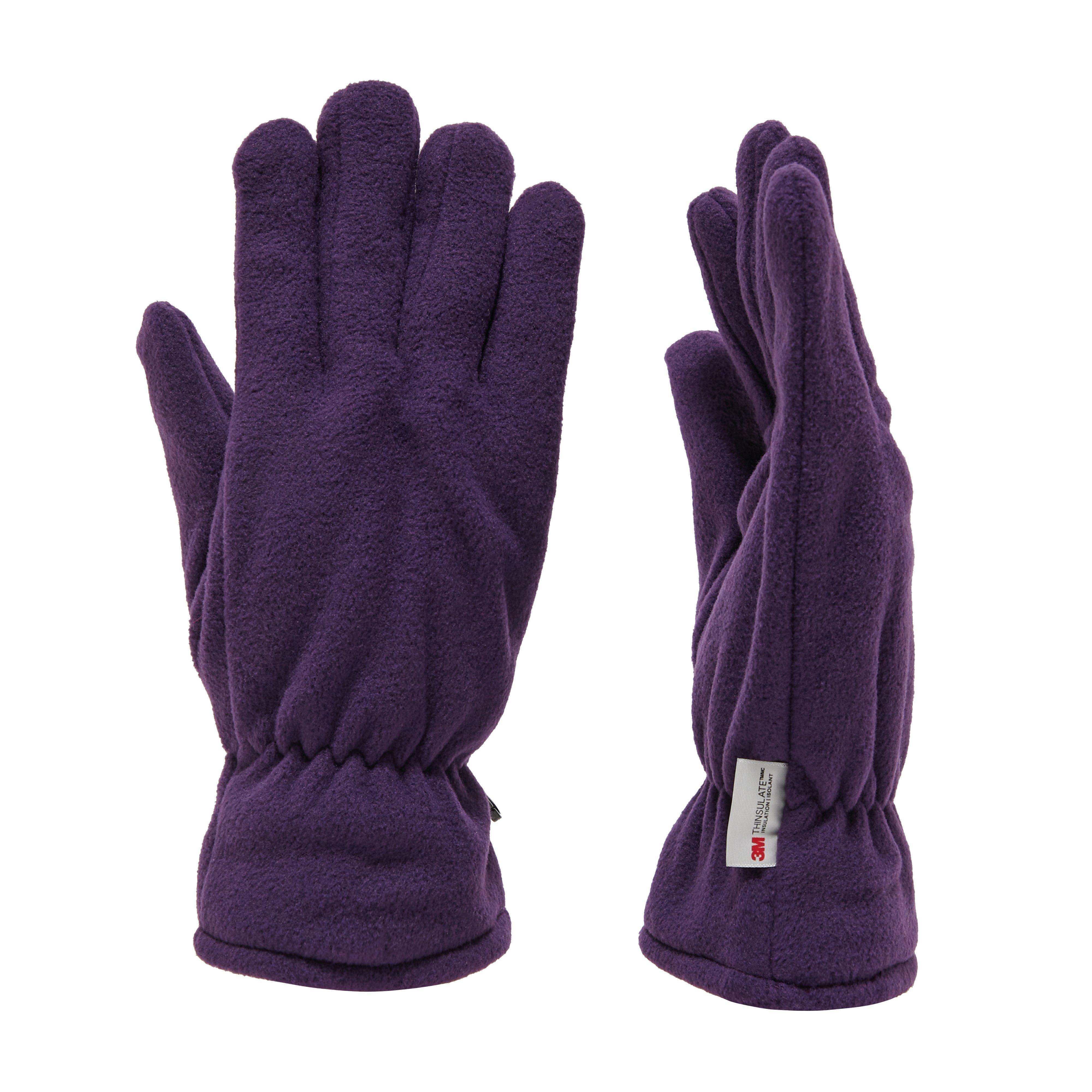 Peter Storm Unisex Double Layer Thinsulate Cold Weather Fleece Gloves for Men and Women - Purple - Size Small/Medium