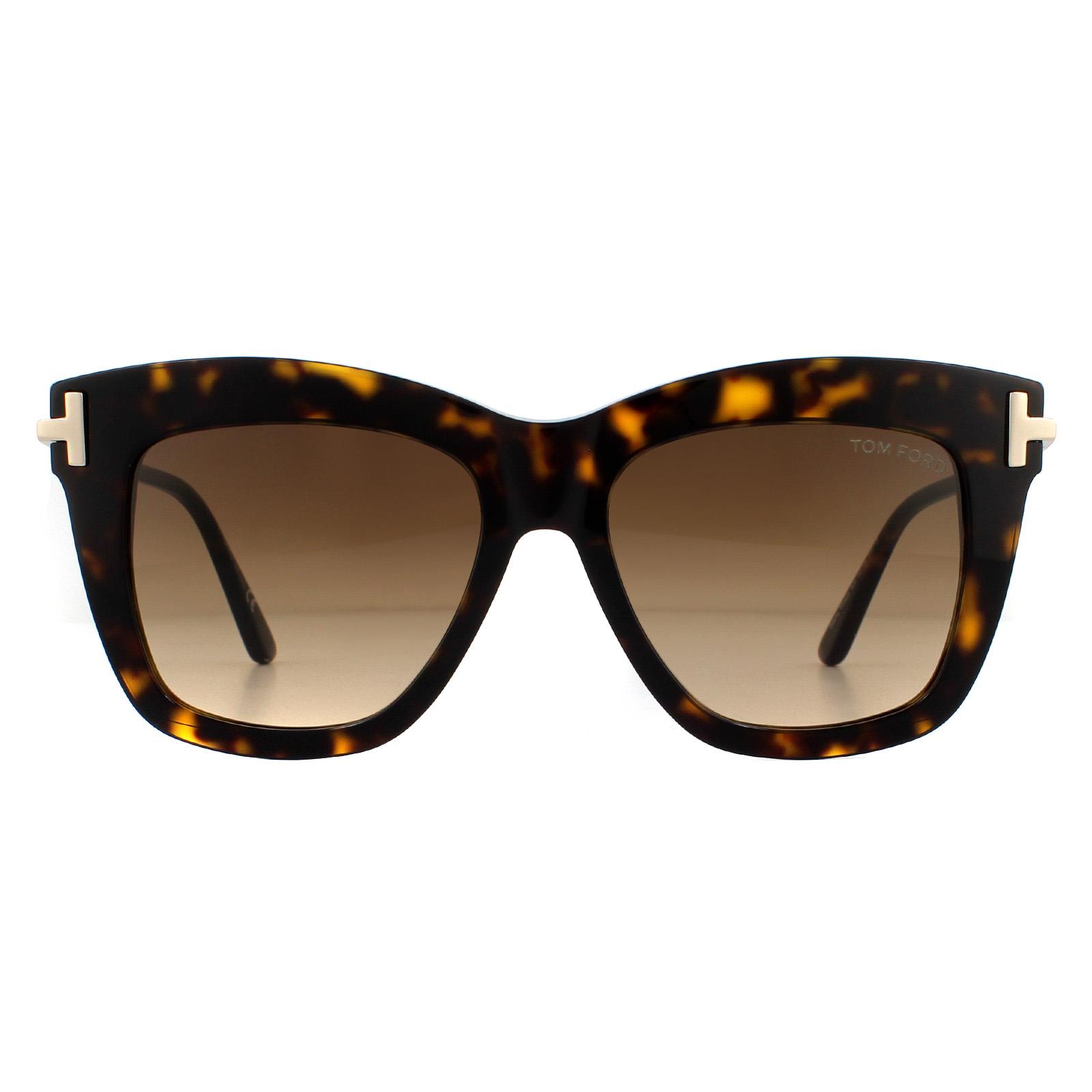 Tom Ford Square Womens Dark Havana Brown Gradient Sunglasses - One Size