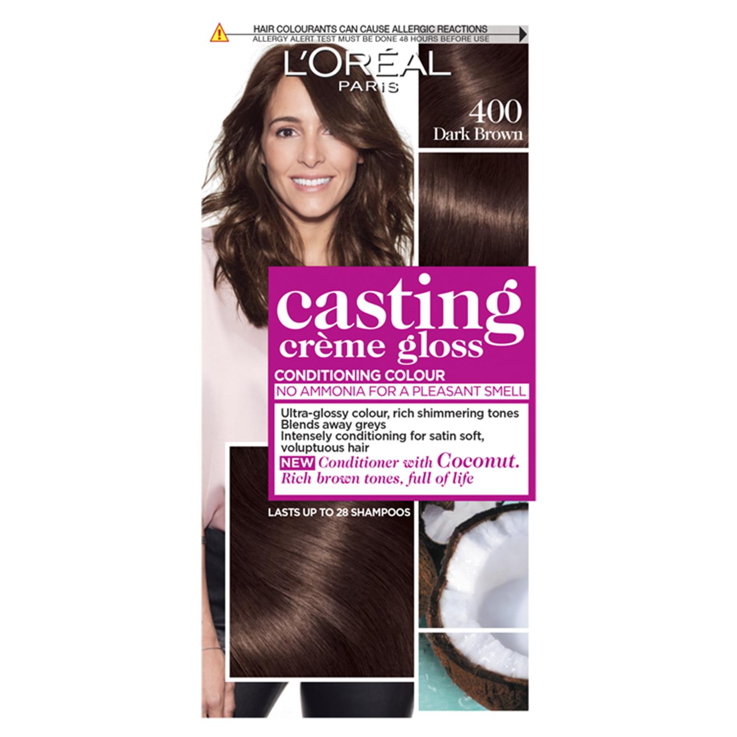 L'Oreal Paris Unisex Casting Creme Gloss Semi-Permanent Hair Dye, 400 Dark Brown - One Size