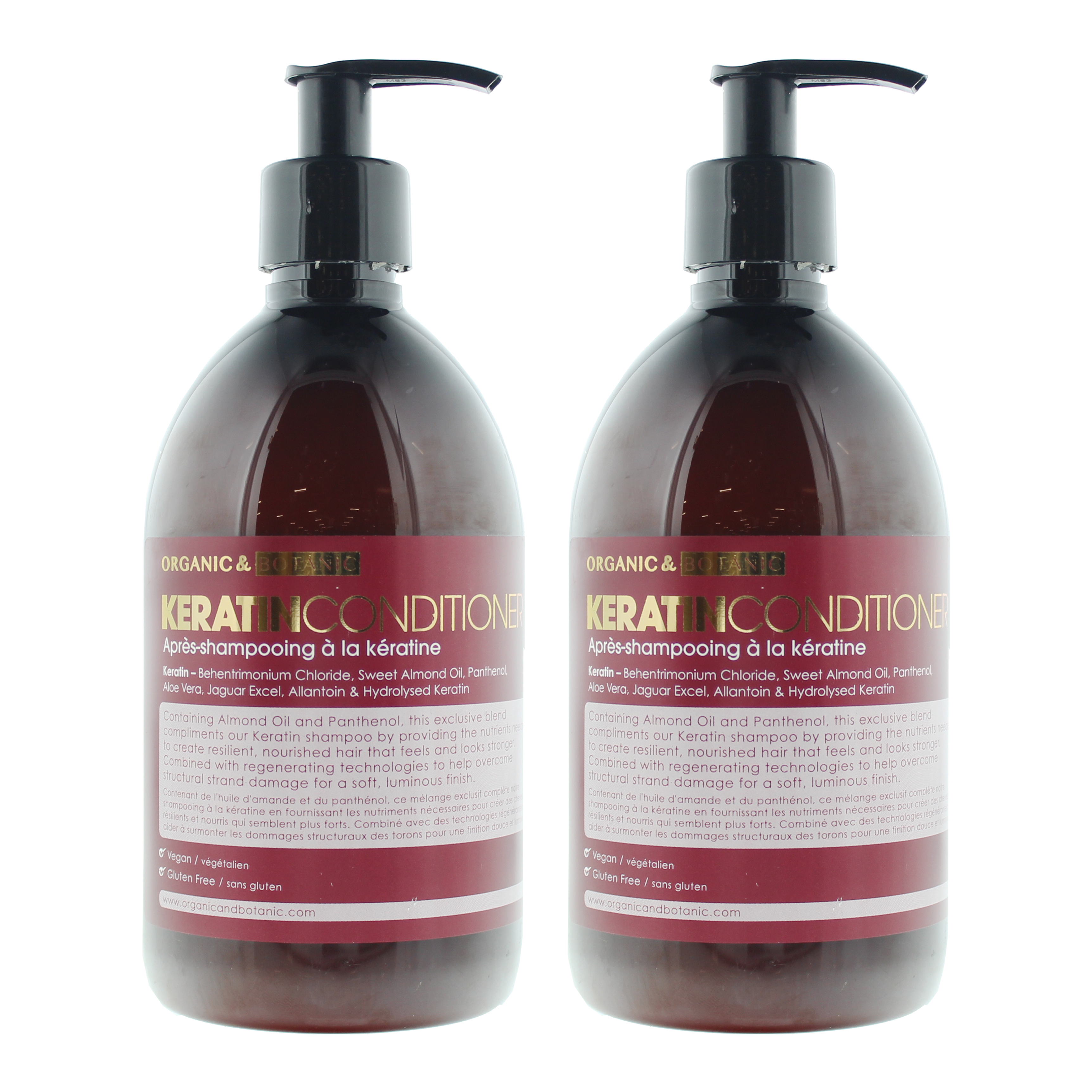 Organic & Botanic Unisex Keratin Conditioner 500ml X 2 - NA - One Size