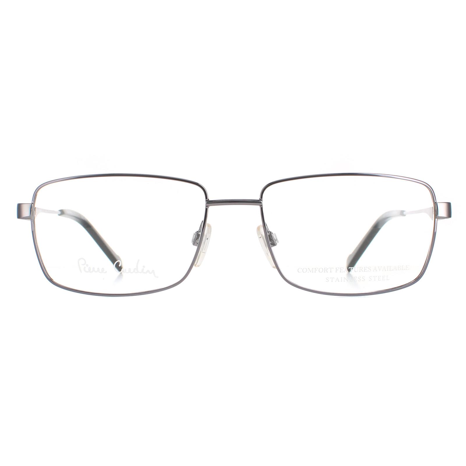 Pierre Cardin Rectangle Mens Dark Ruthenium Glasses - Grey Metal - One Size