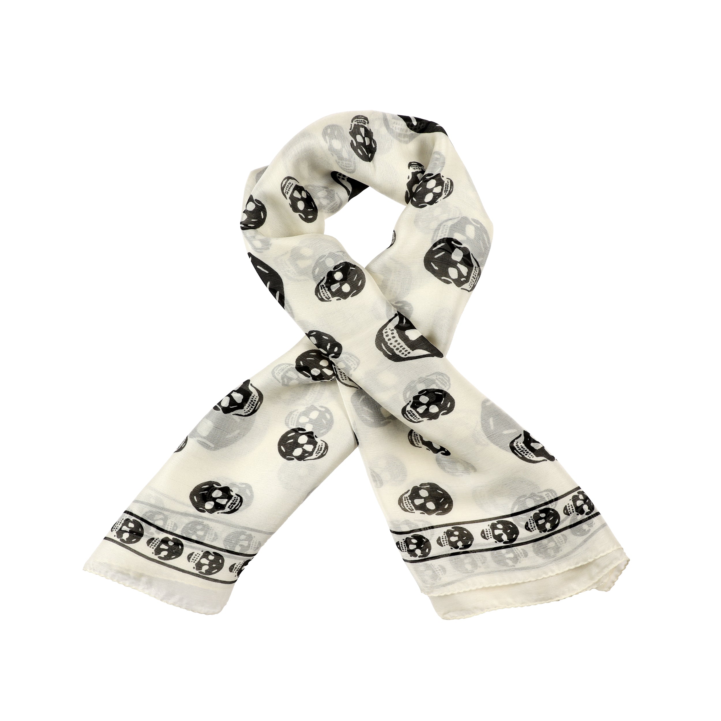 Alexander McQueen Womens Skull Silk Scarf - White - One Size