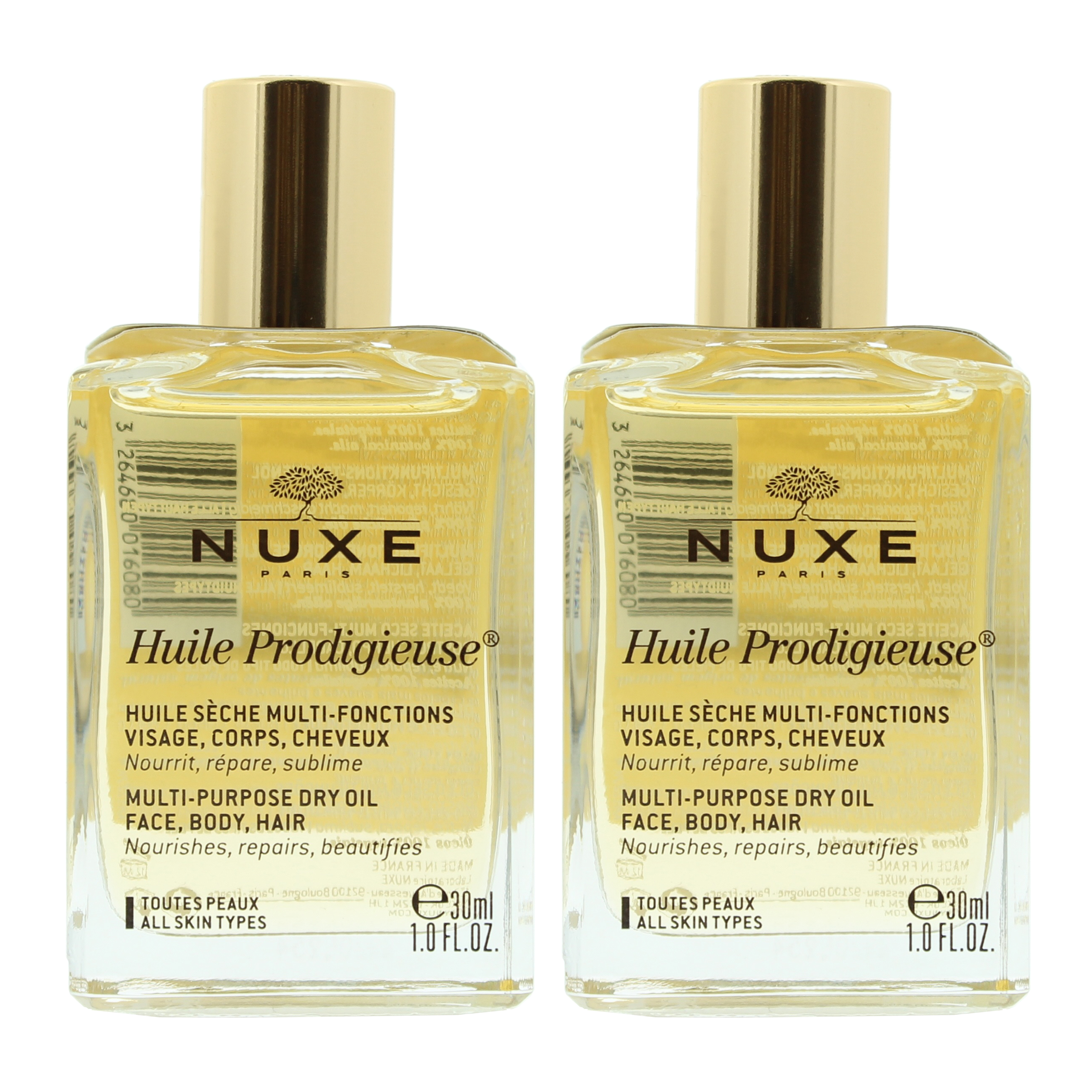 Nuxe Womens Huile Prodigieuse Multi-Purpose Dry Oil 30ml Face Body Hair X 2 - NA - One Size