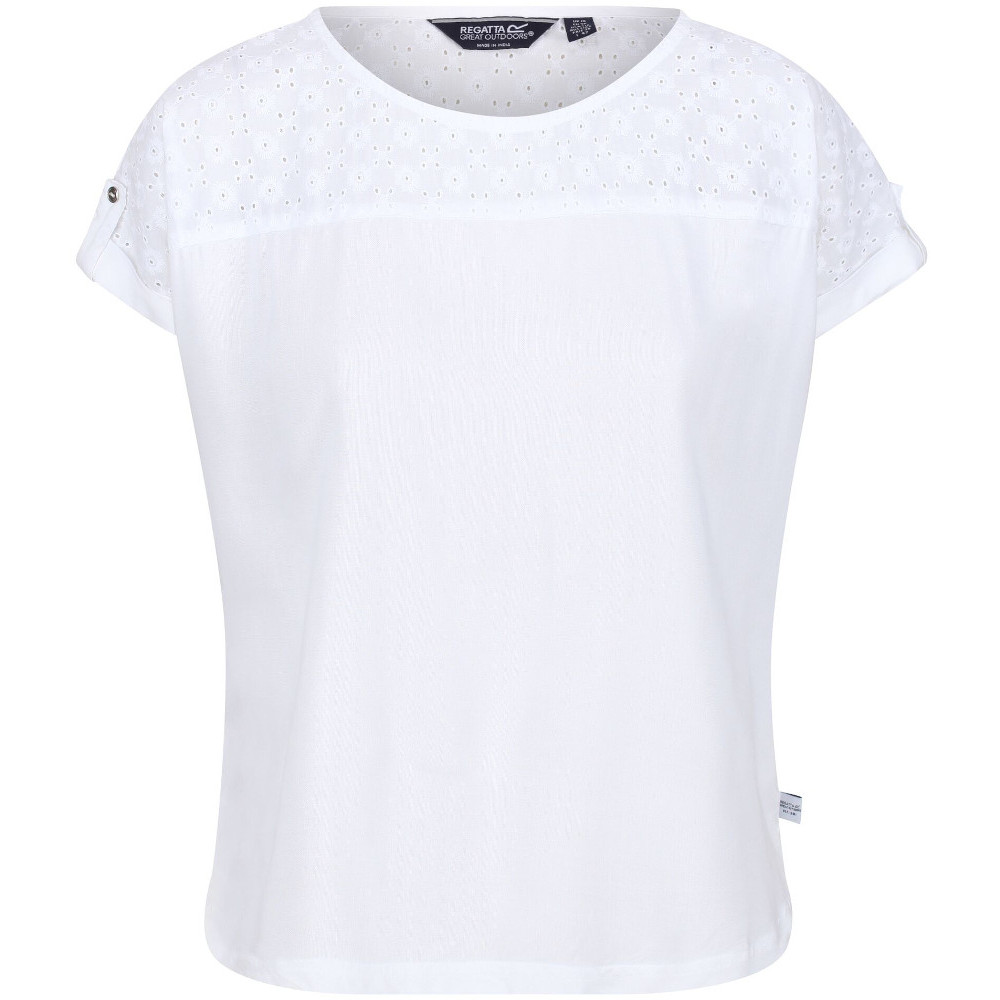 Regatta Womens Jaida Coolweave Broderie Anglais T Shirt - White - Size 12 UK