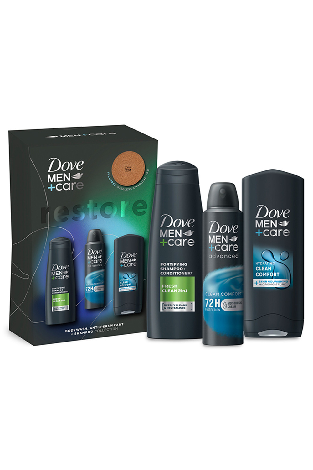 Dove Mens M+C Restore Bath & Body GiftSet with Charging Pad - One Size