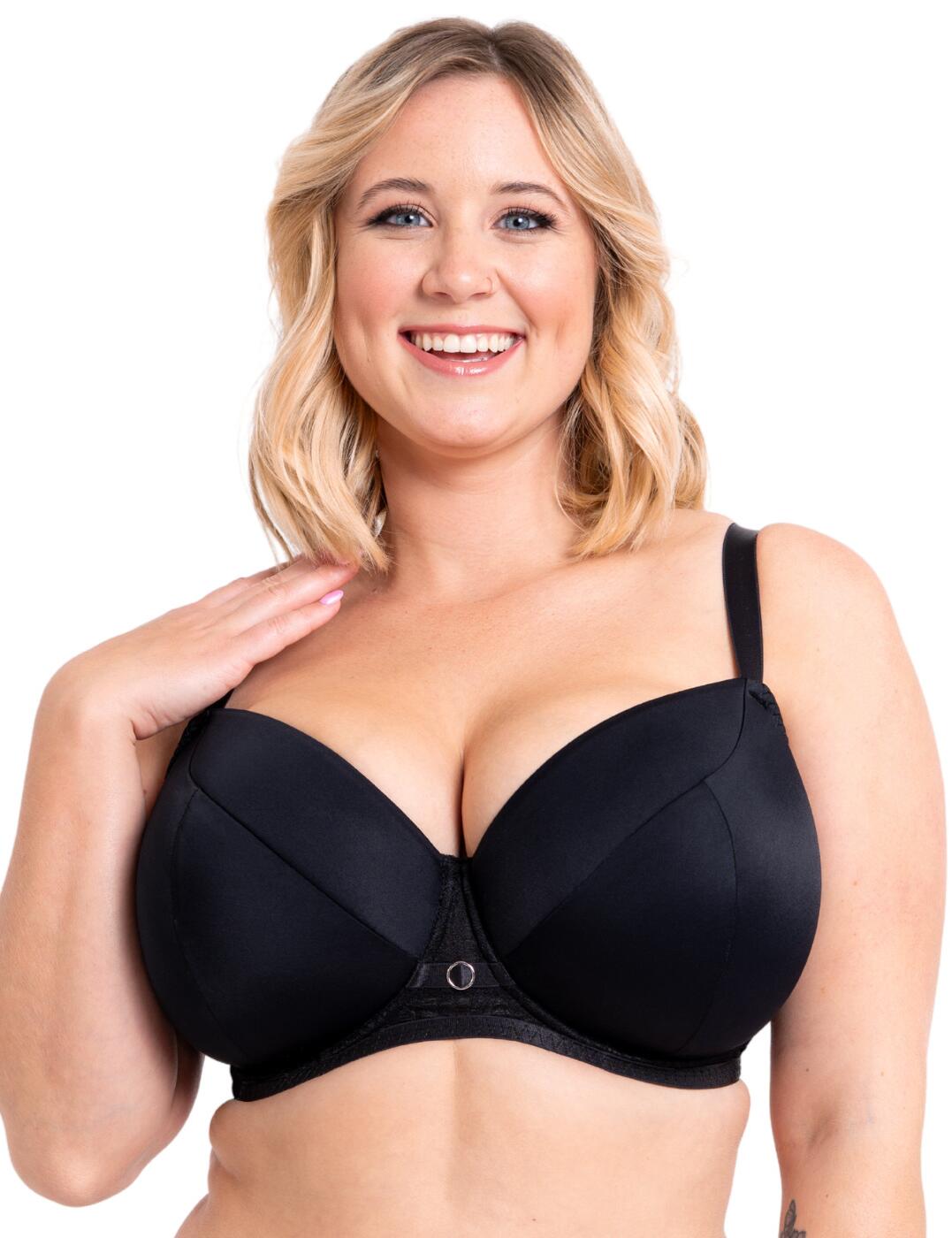 Curvy Kate Womens Lace Daze Padded T-Shirt Balcony Bra - Black - Size 32Hh