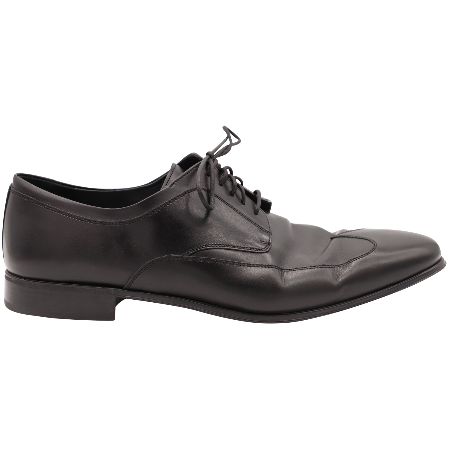 Salvatore Ferragamo Pre-owned Mens Lace-Up Derby Shoes in Black Calfskin Leather material_Calf_Leather - Size UK 9.5