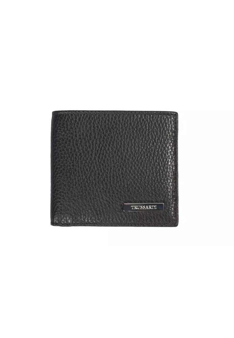 Trussardi Mens Black Leather Wallet - One Size