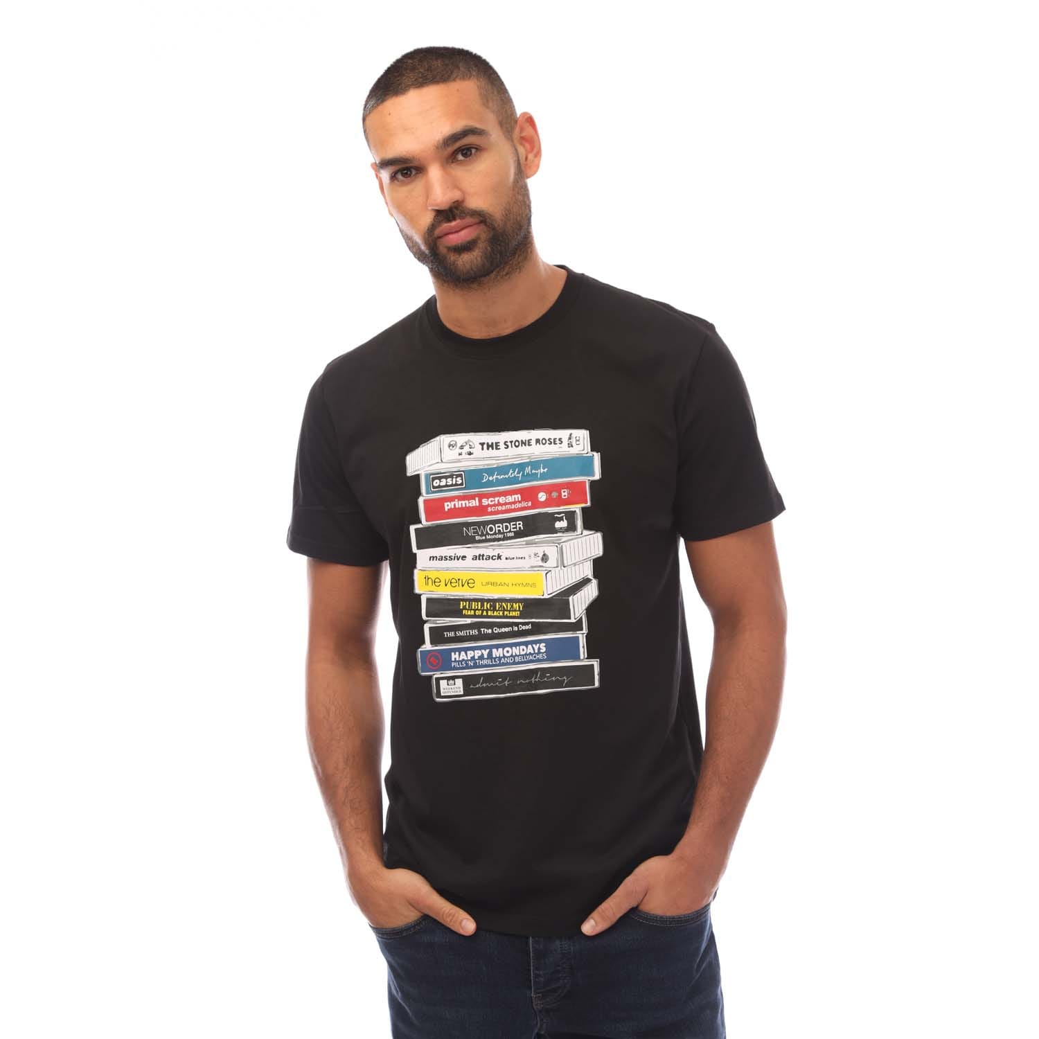 Weekend Offender Mens Cassettes Printed T-Shirt in Black material_cotton - Size Medium