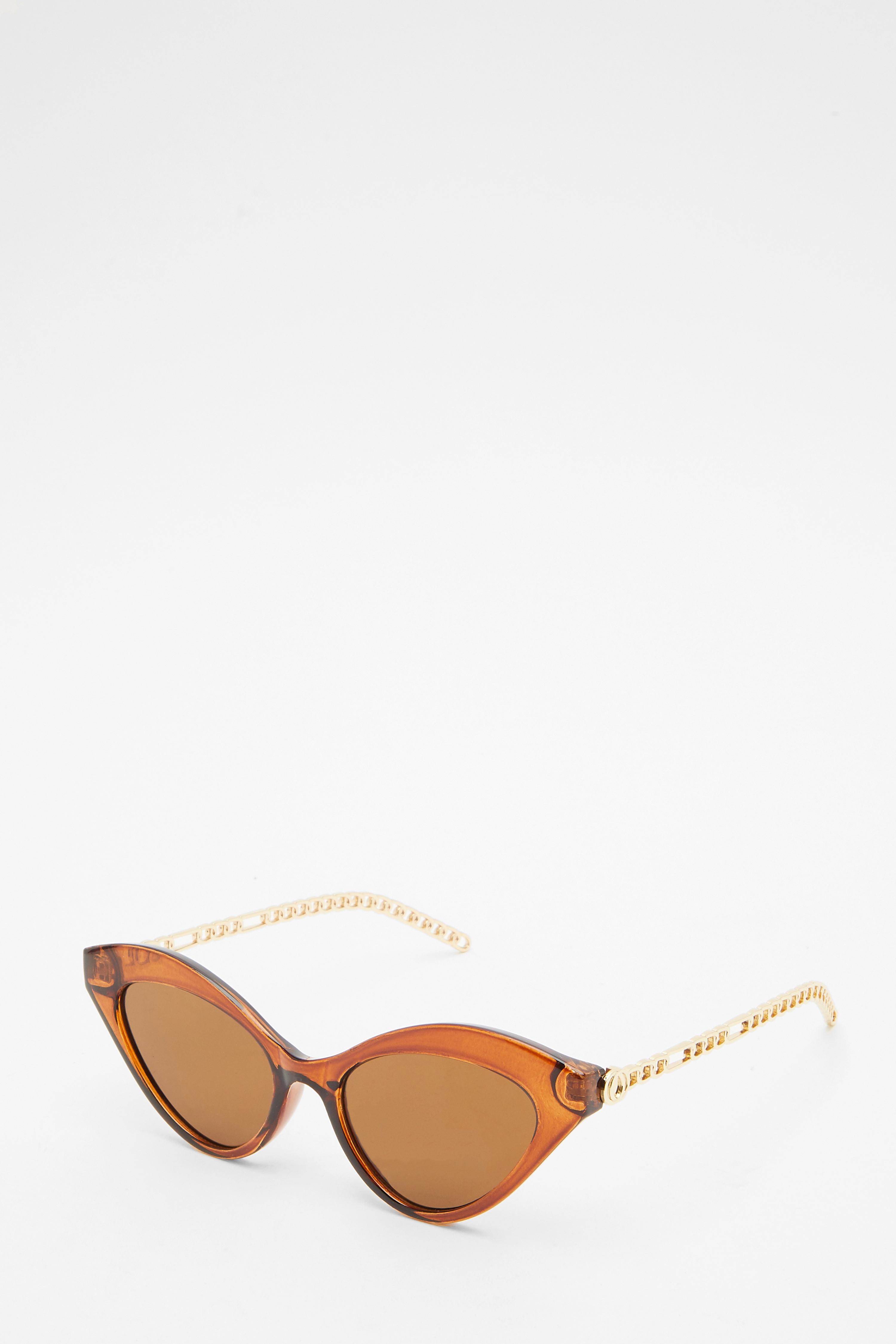 Quiz Womens Tortoise Chain Leg Sunglasses - Brown - One Size