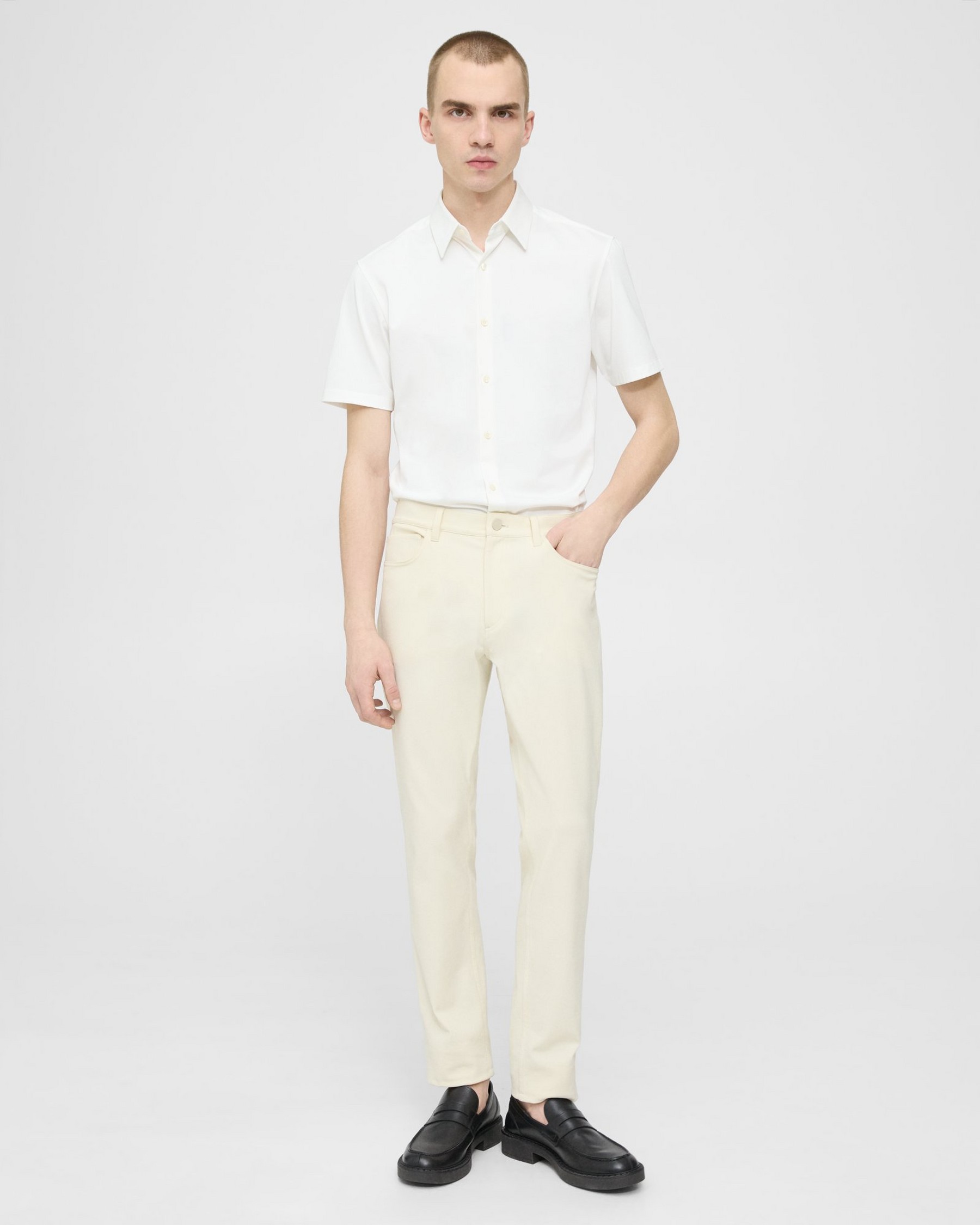 Theory Mens Raffi 5-Pocket Pant in Neoteric Twill in Warm Ivory Cotton - Size 31 (Waist)